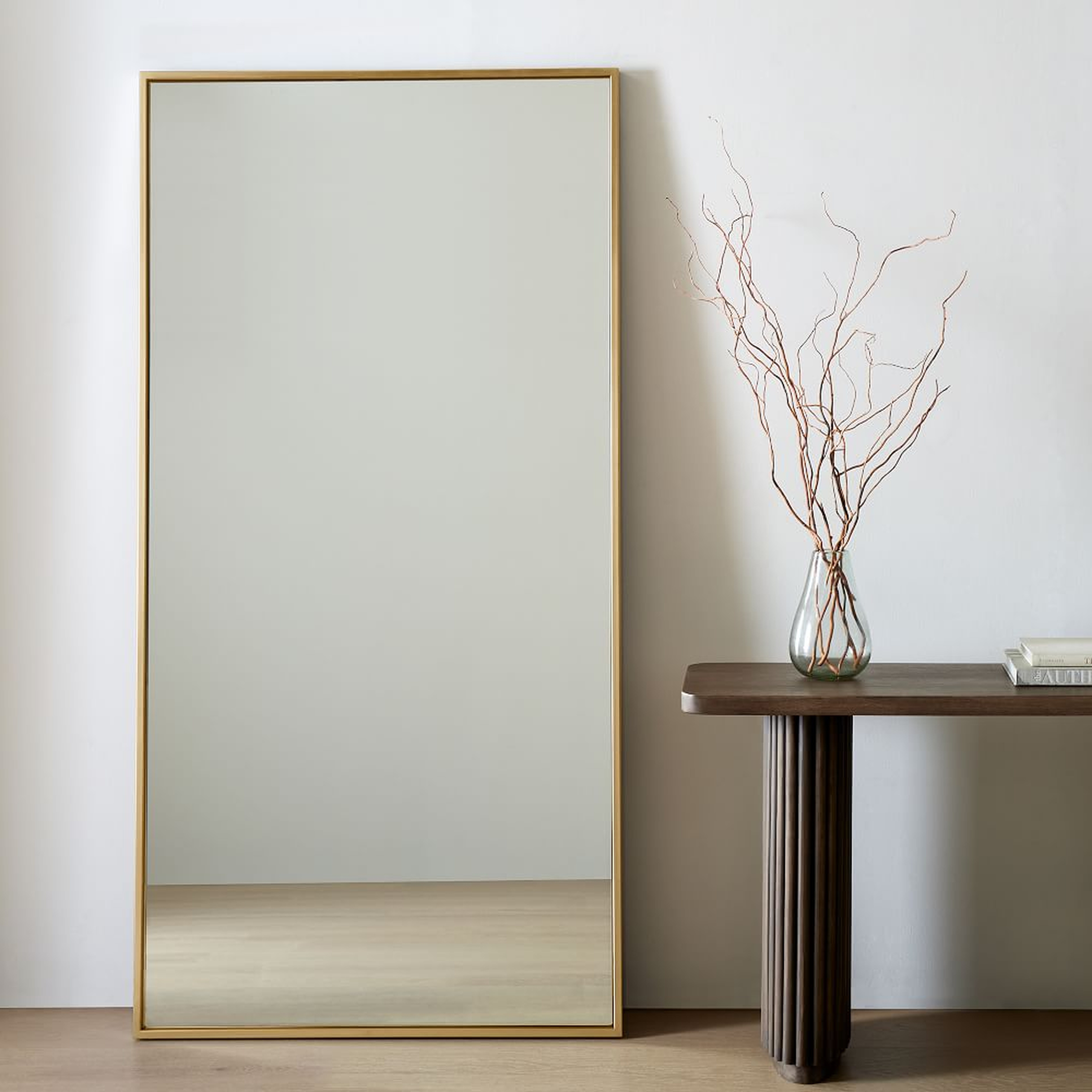Metal Frame Oversized Floor Mirror, Antique Brass - West Elm
