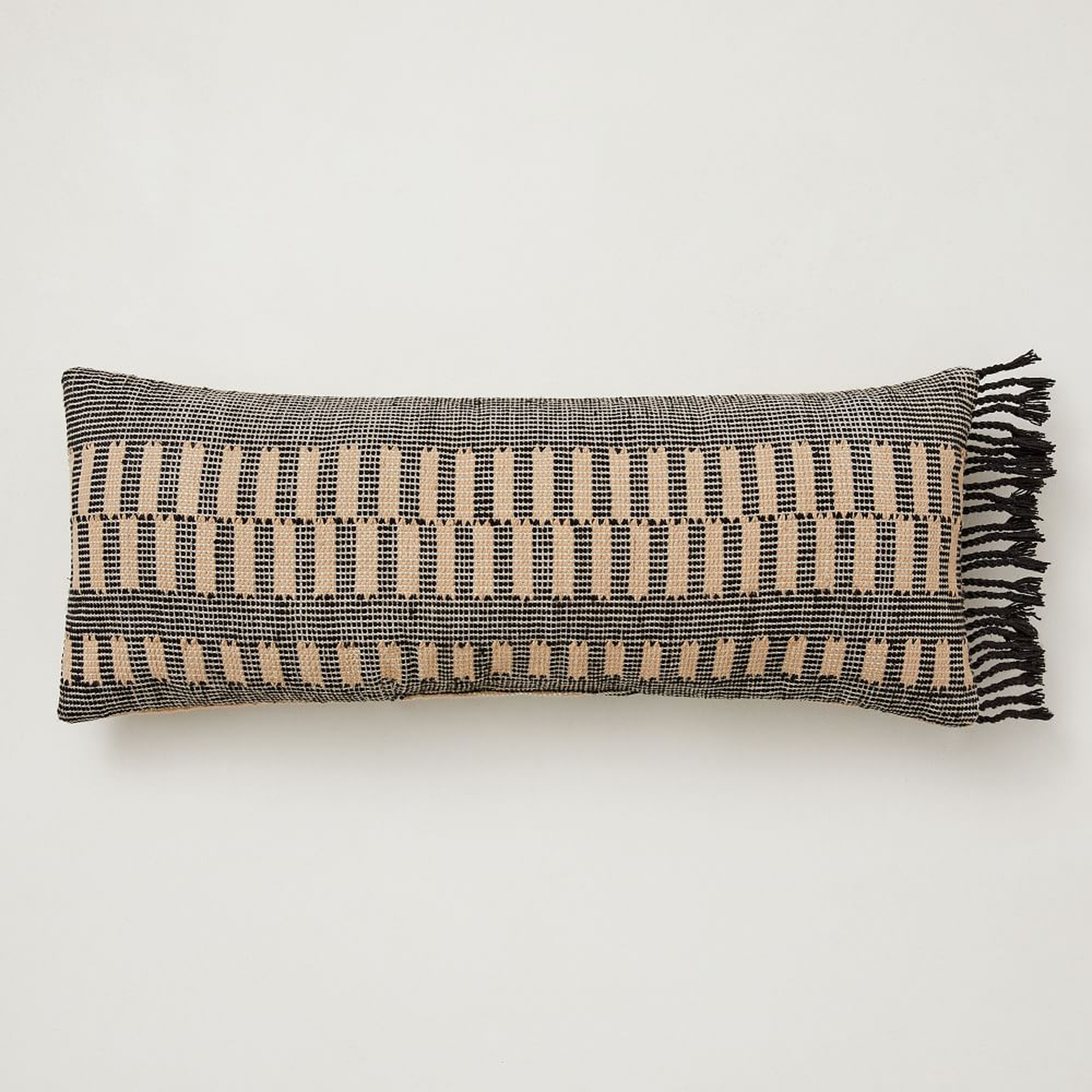 Woven Tuareg Indoor/Outdoor Pillow, Black , 14"x36" - West Elm