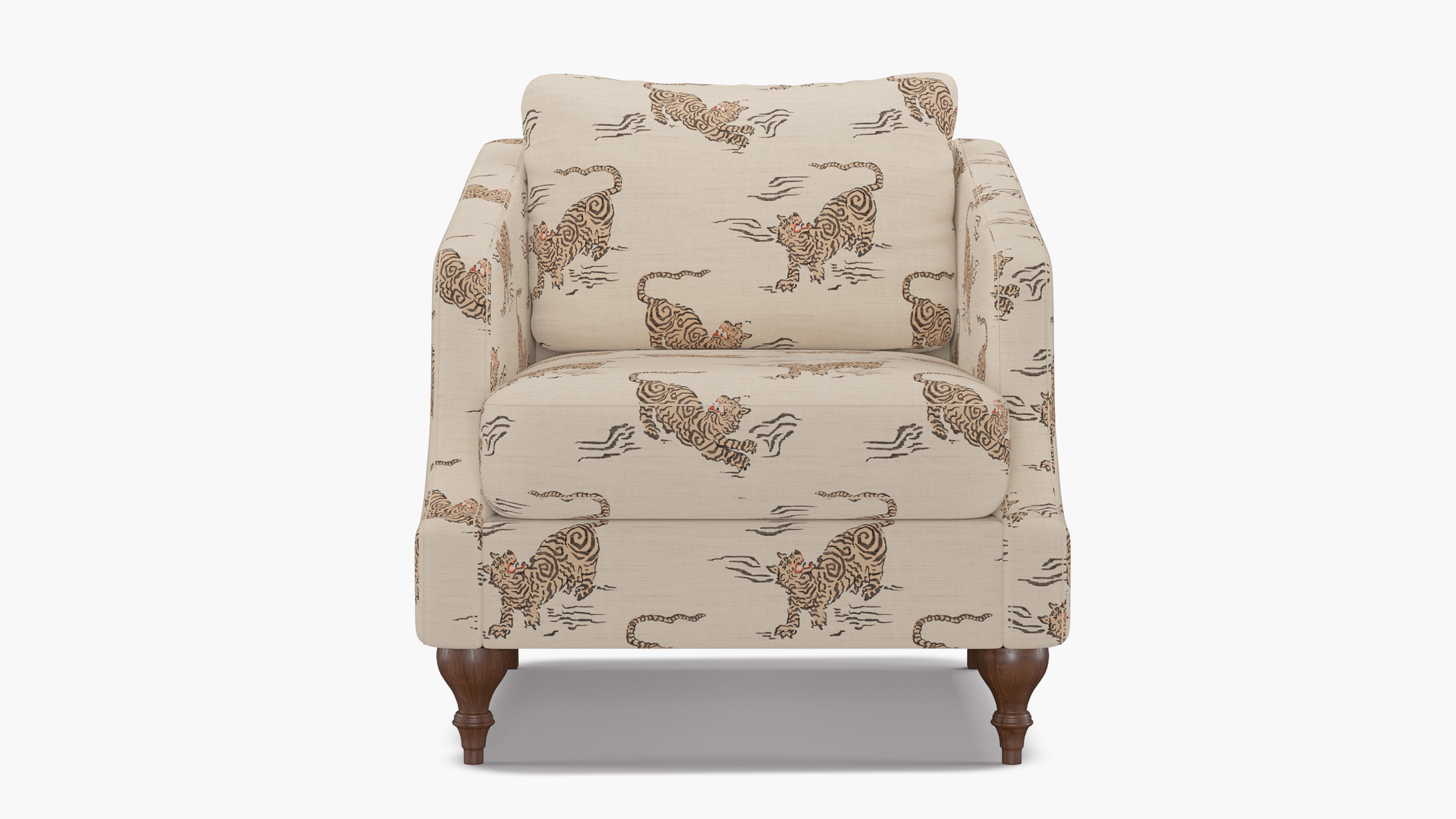 Slope Arm Chair, Canvas Tigresse, Walnut Turned Wood Leg - The Inside