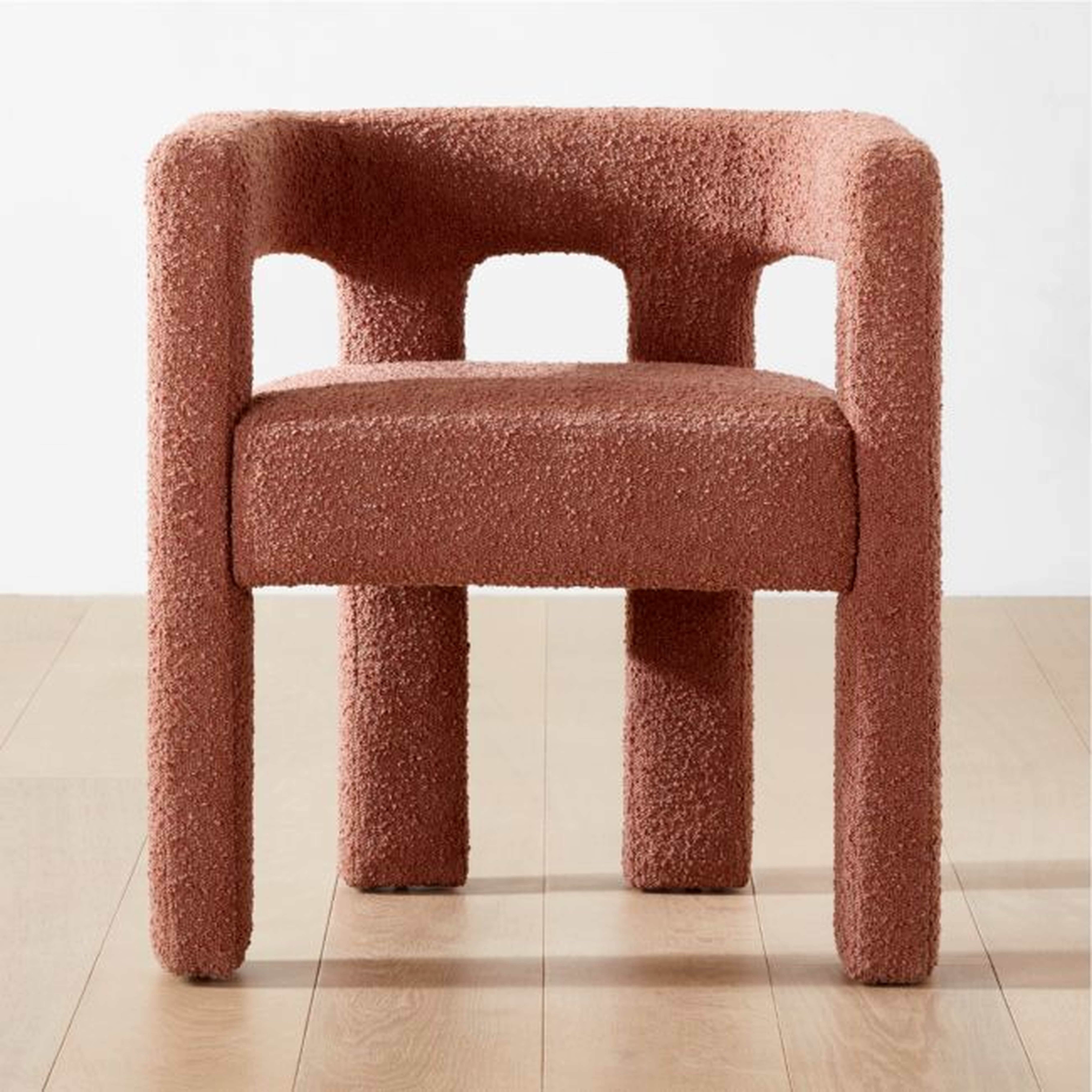 Stature Burnt Sienna Boucle Dining Armchair - CB2