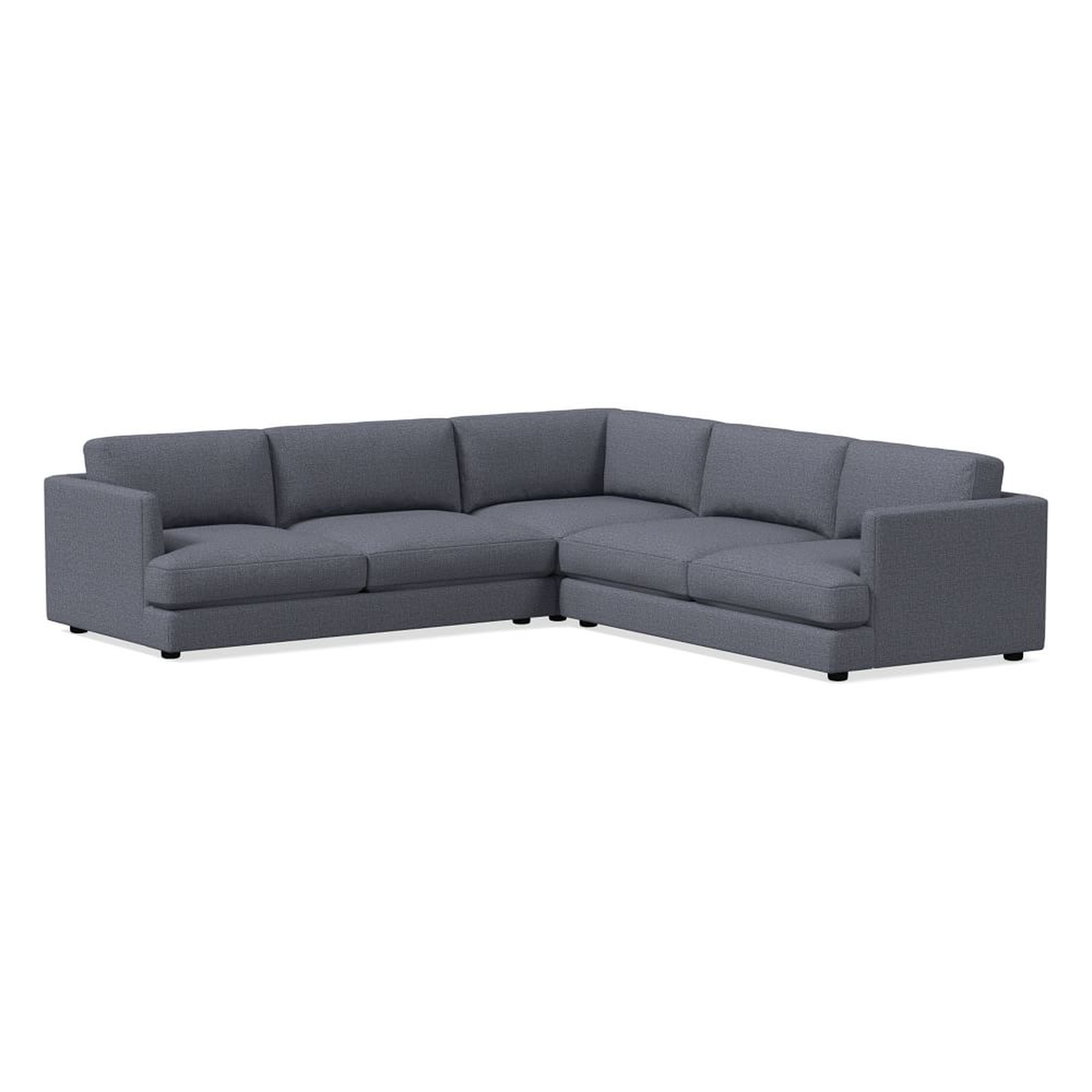 Haven 106" Multi Seat 3-Piece L-Shaped Sectional, Standard Depth, Yarn Dyed Linen Weave, graphite - West Elm