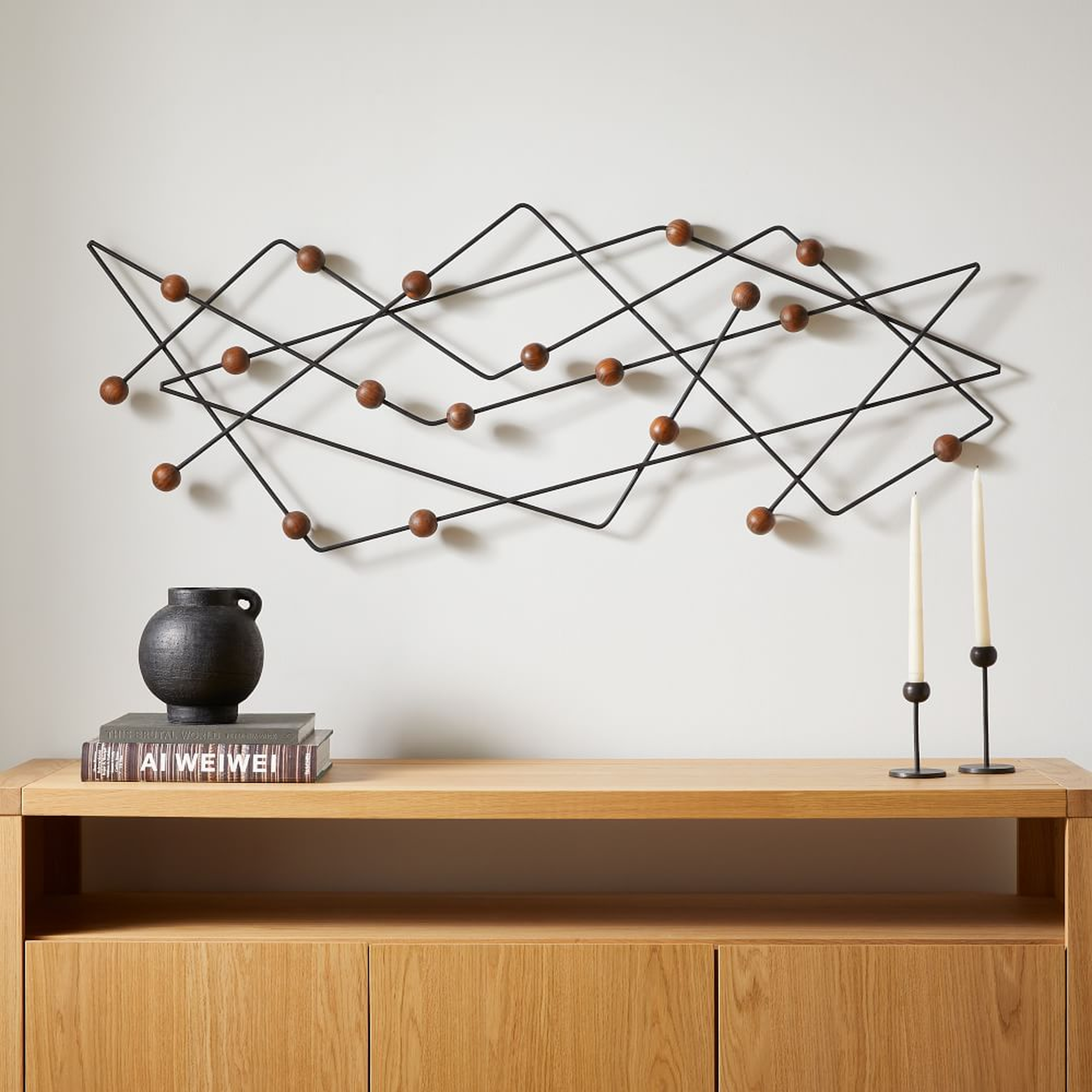 Abstract Iron Wall Art, Natural Iron, Wood, Large - West Elm