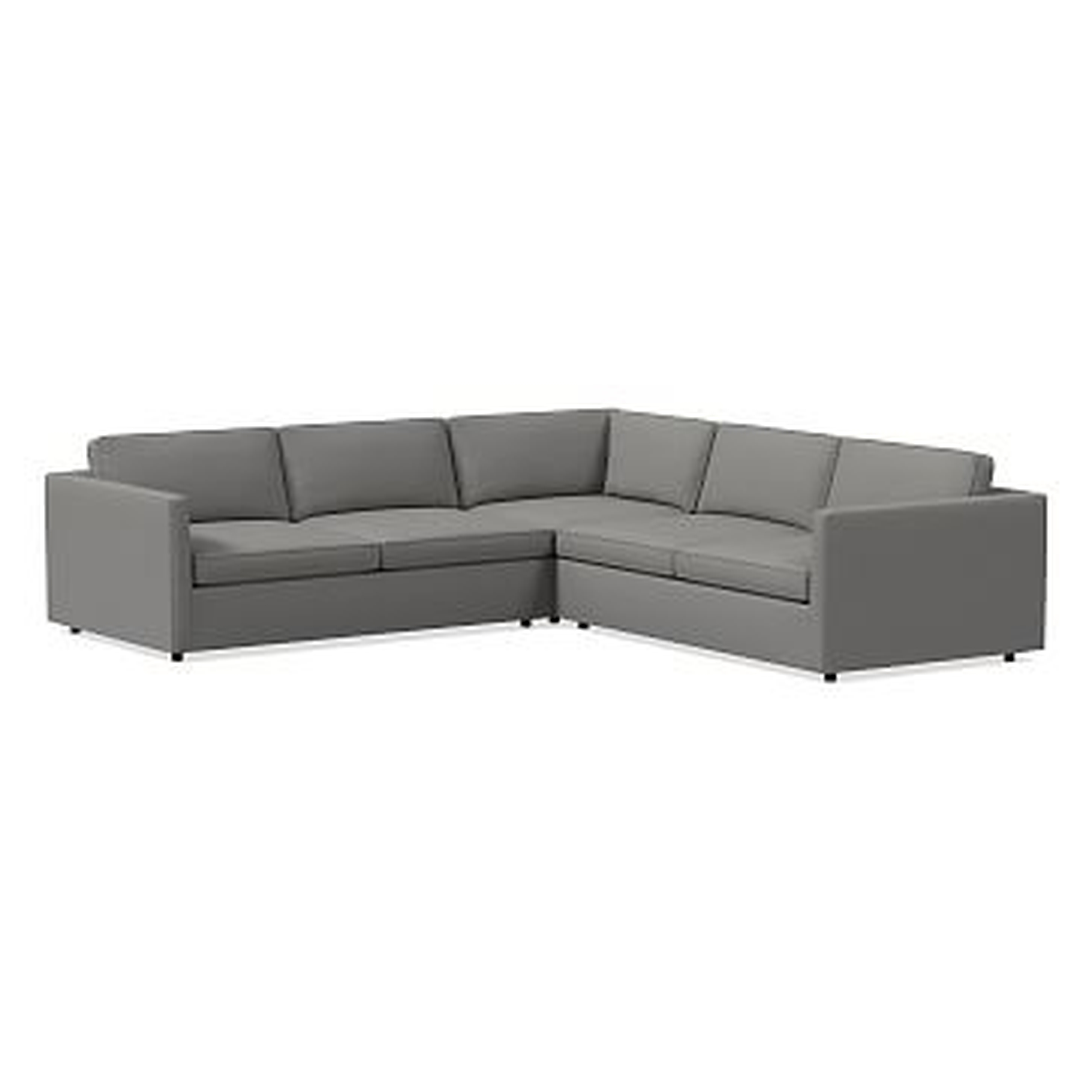 Harris Sectional Set 29: XL Left Arm 75" Sofa, XL Corner, XL Right Arm 75" Sofa , Poly, Performance Washed Canvas, Feather Gray - West Elm