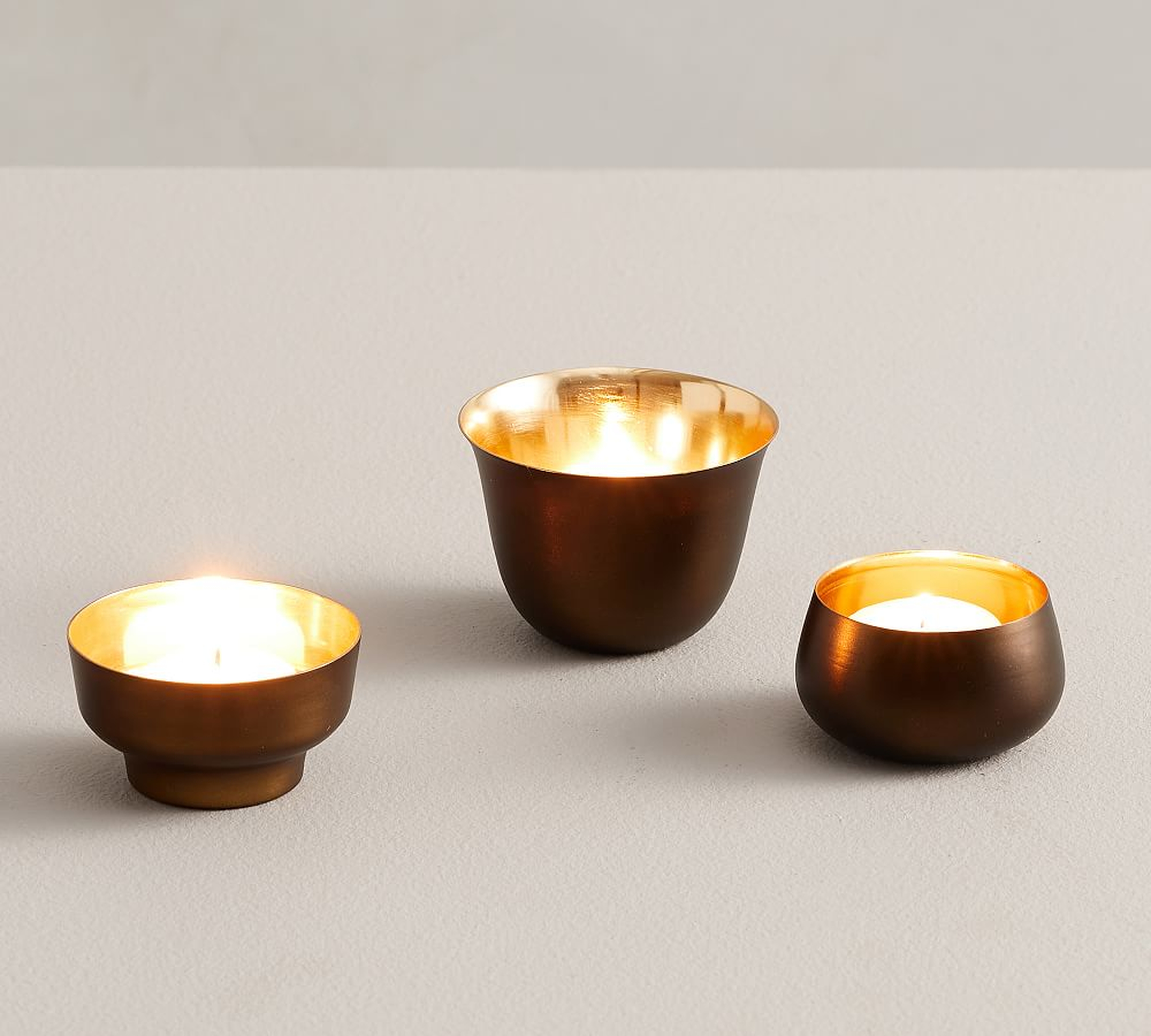 Helen Tea Light Candle Holders, Brass, Set of 3 - Pottery Barn