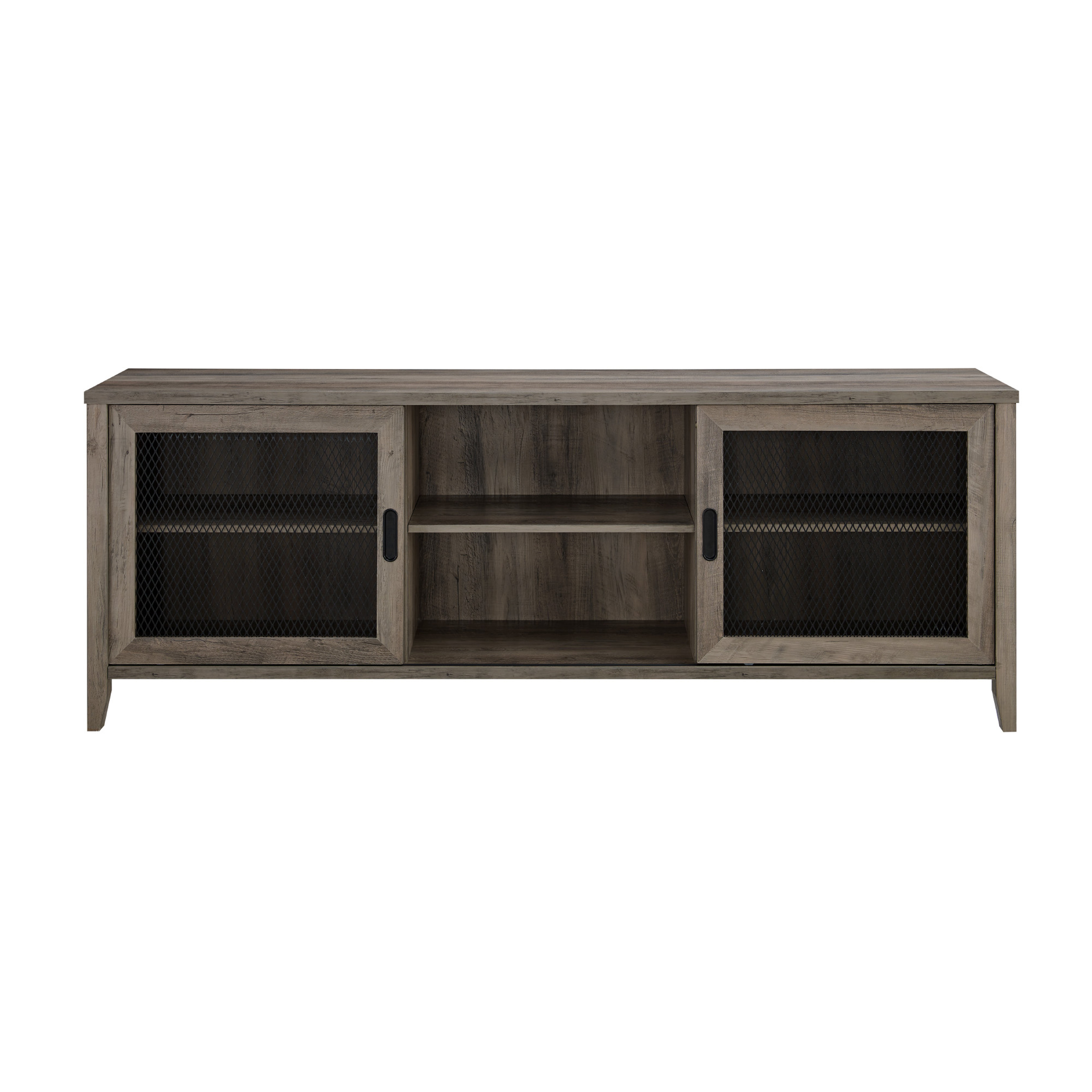 Arthur 70" Industrial Sliding Mesh Door TV Stand - Grey Wash - Walker Edison