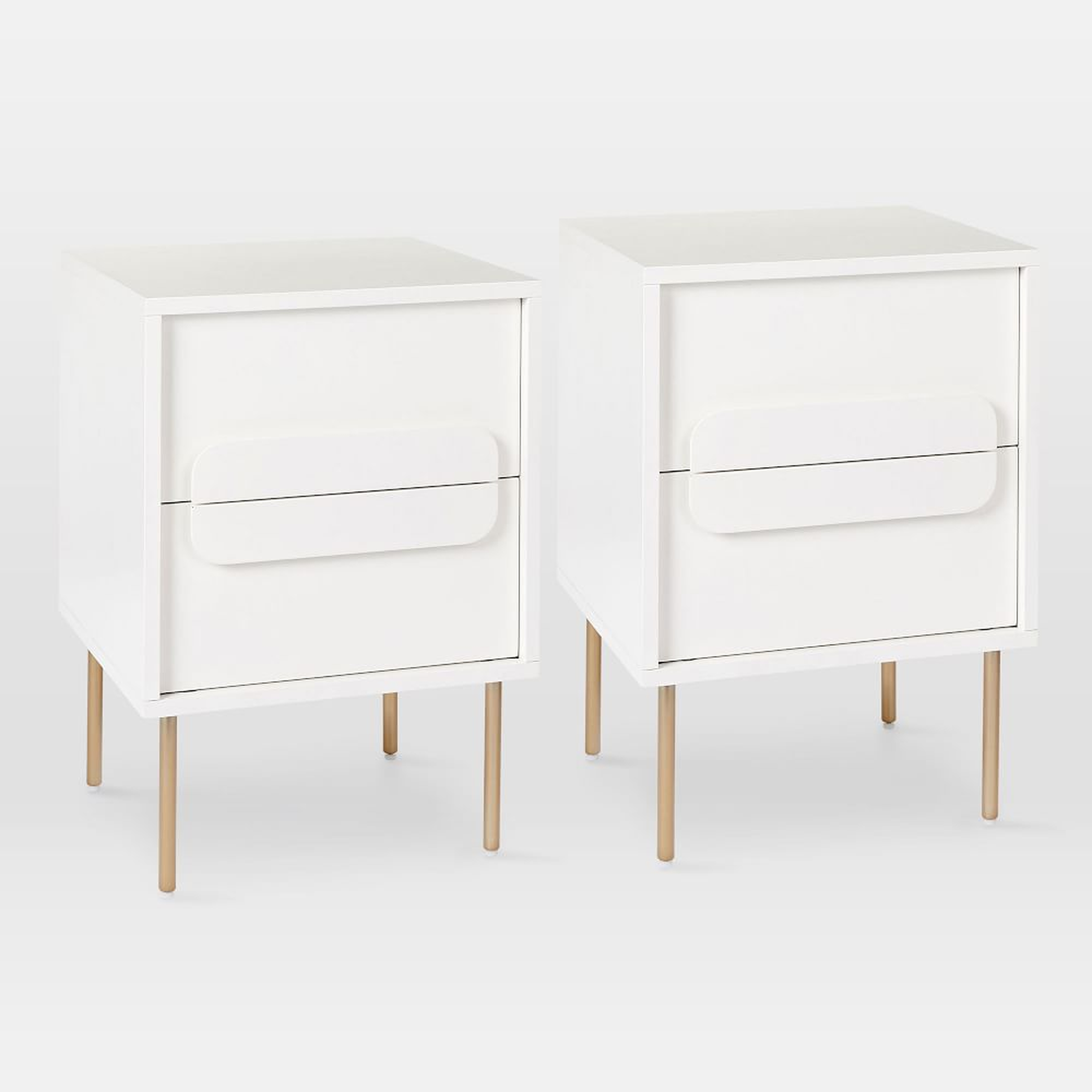 Gemini (18") Nightstand, White Lacquer, Set of 2 - West Elm