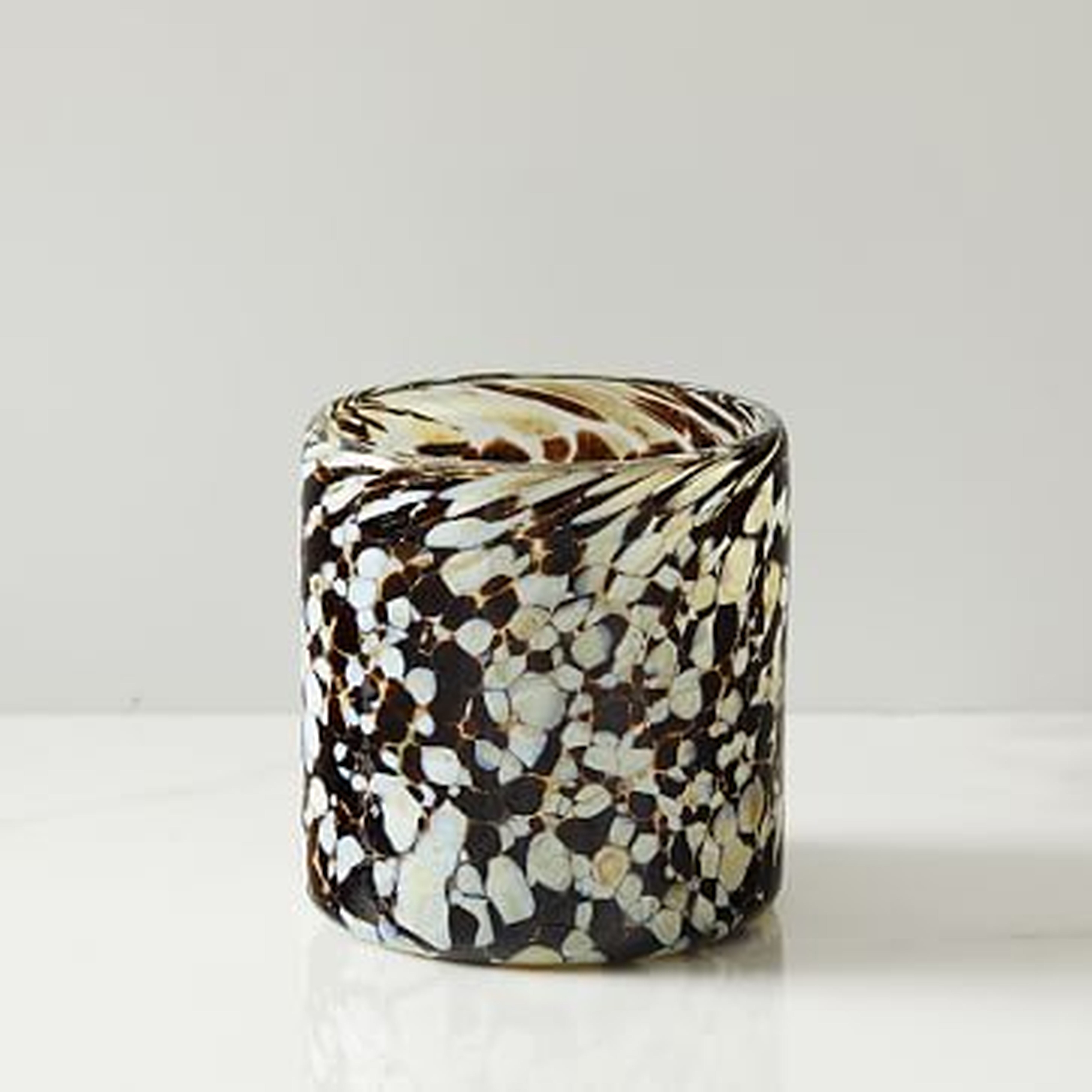 Speckled Mexican Glass Votive, Celadon + Spiced Cacao - West Elm