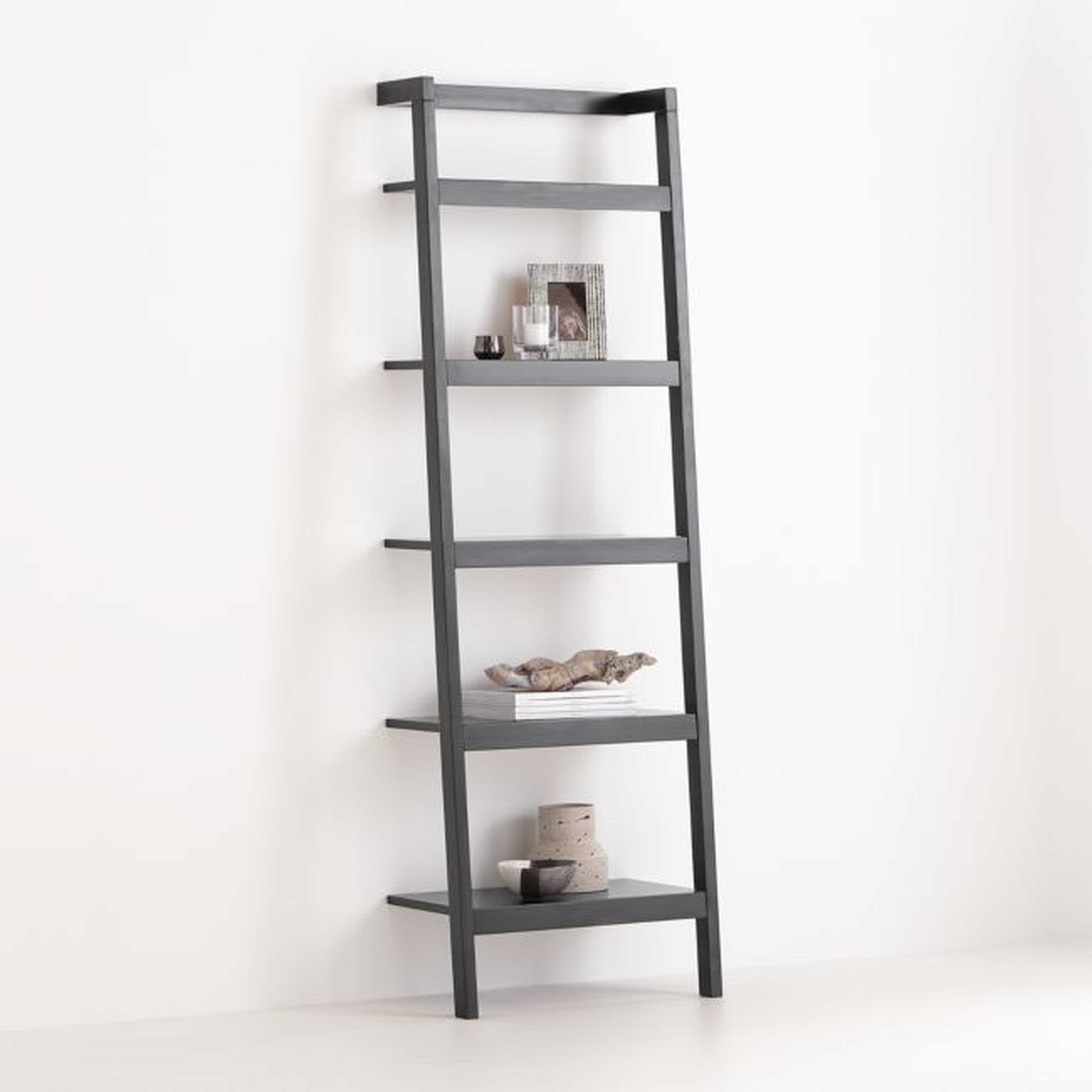 Sawyer Black Leaning 24.5" Bookcase - Crate and Barrel