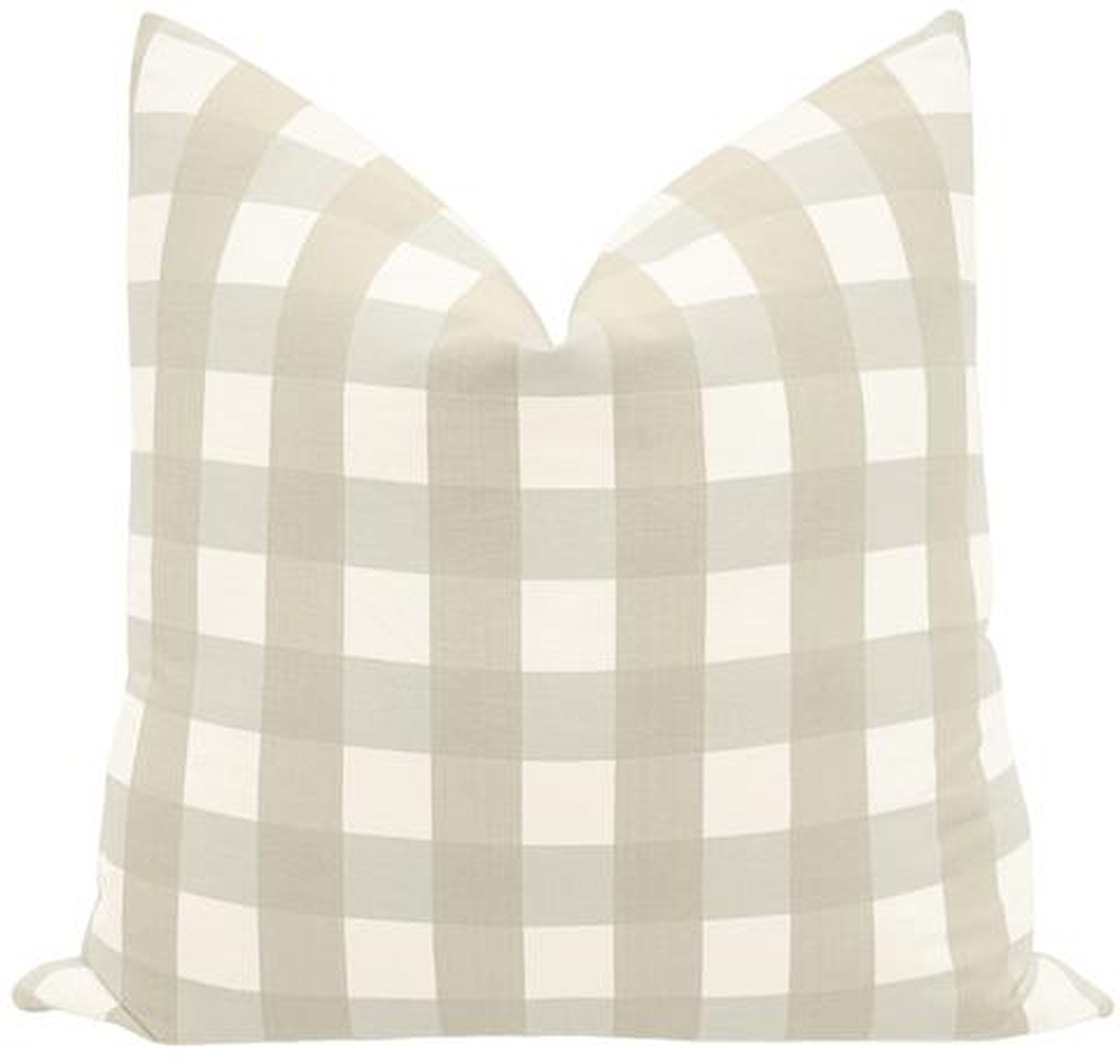 Charleston Check Pillow Cover, Stone, 18" x 18" - Little Design Company
