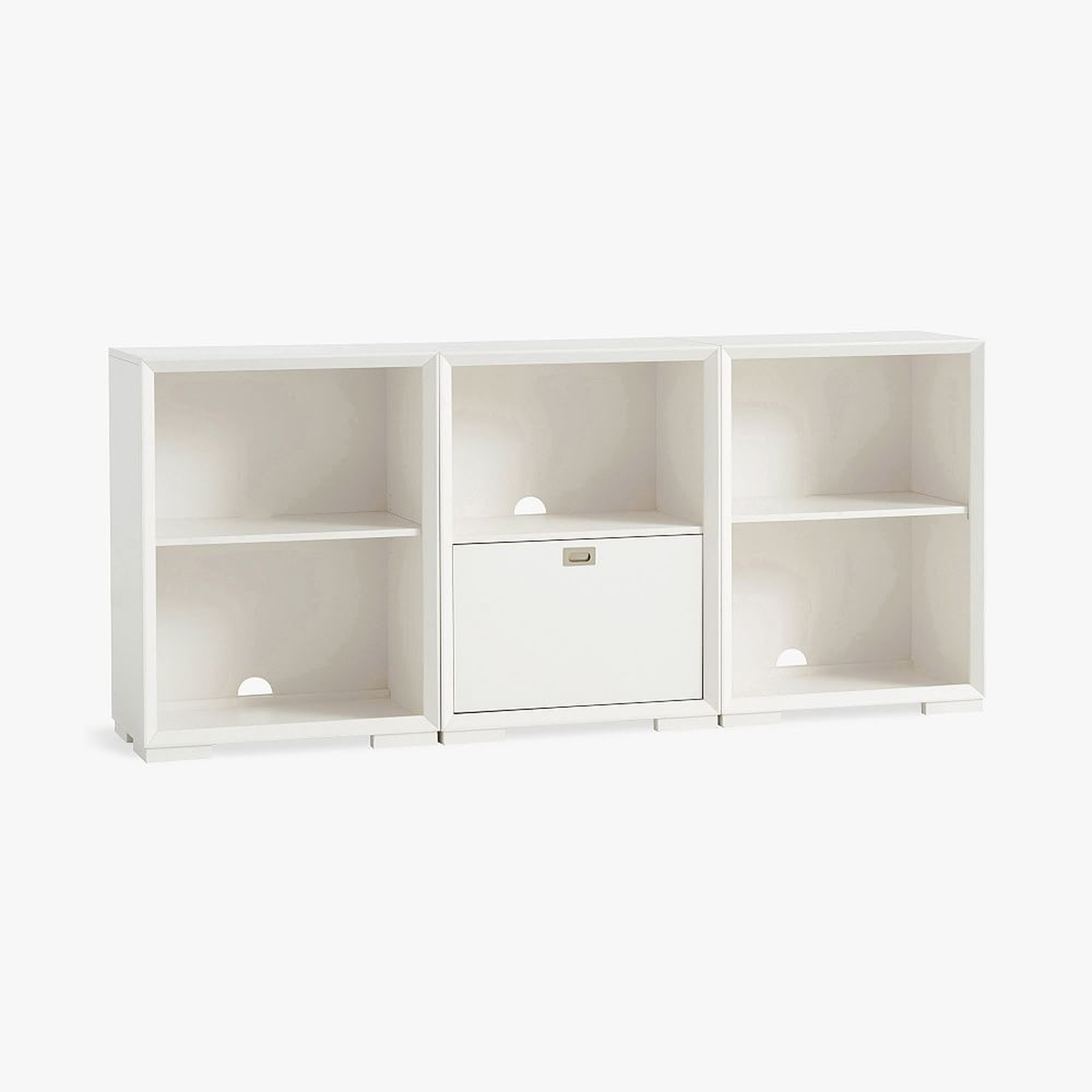 Callum Mixed Shelf Bookcase, 2 Bookcase & 1 One-Drawer, Simply White, In-Home - Pottery Barn Teen