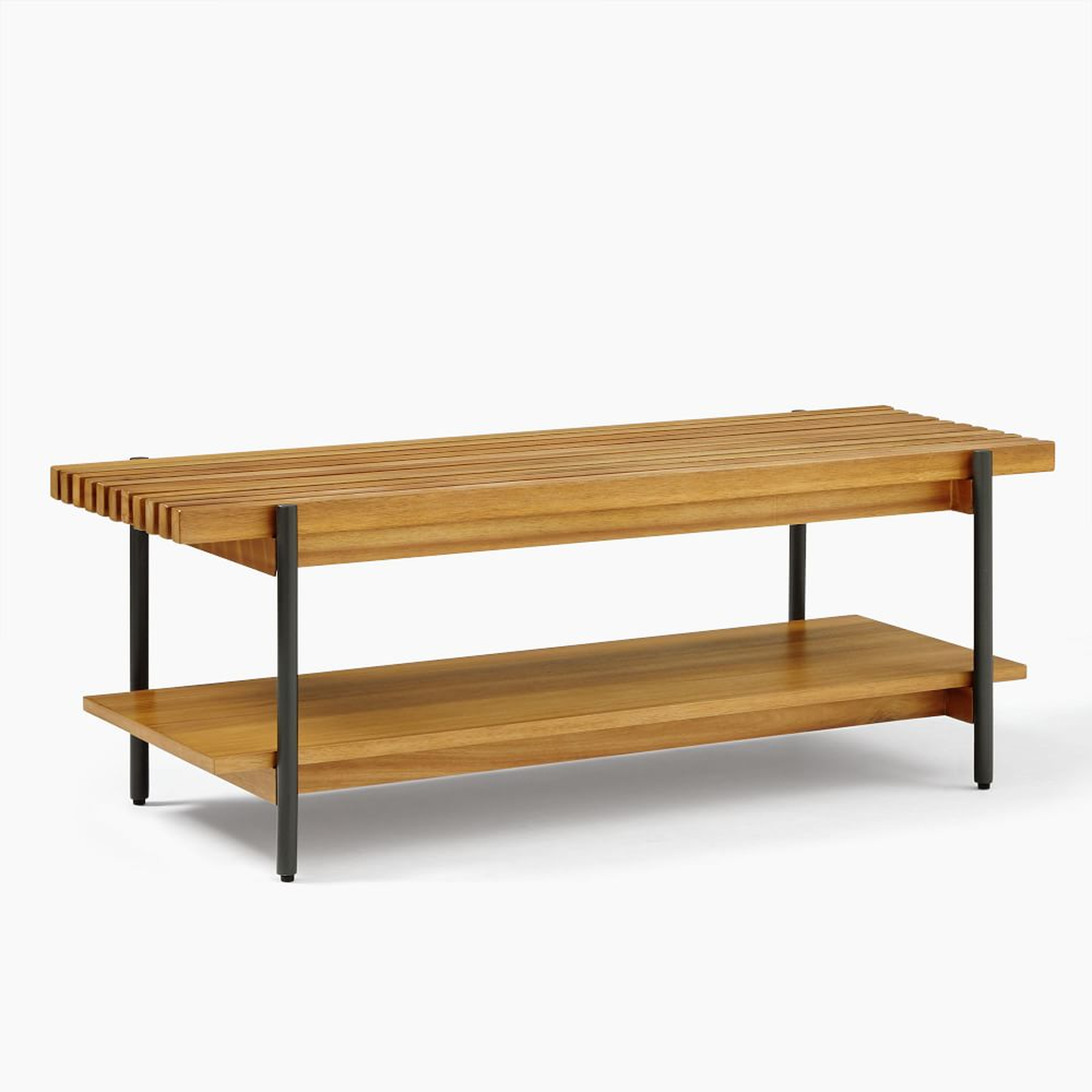 Slatted Wood Rectangle Bench/Coffee Table, Antique Bronze - West Elm