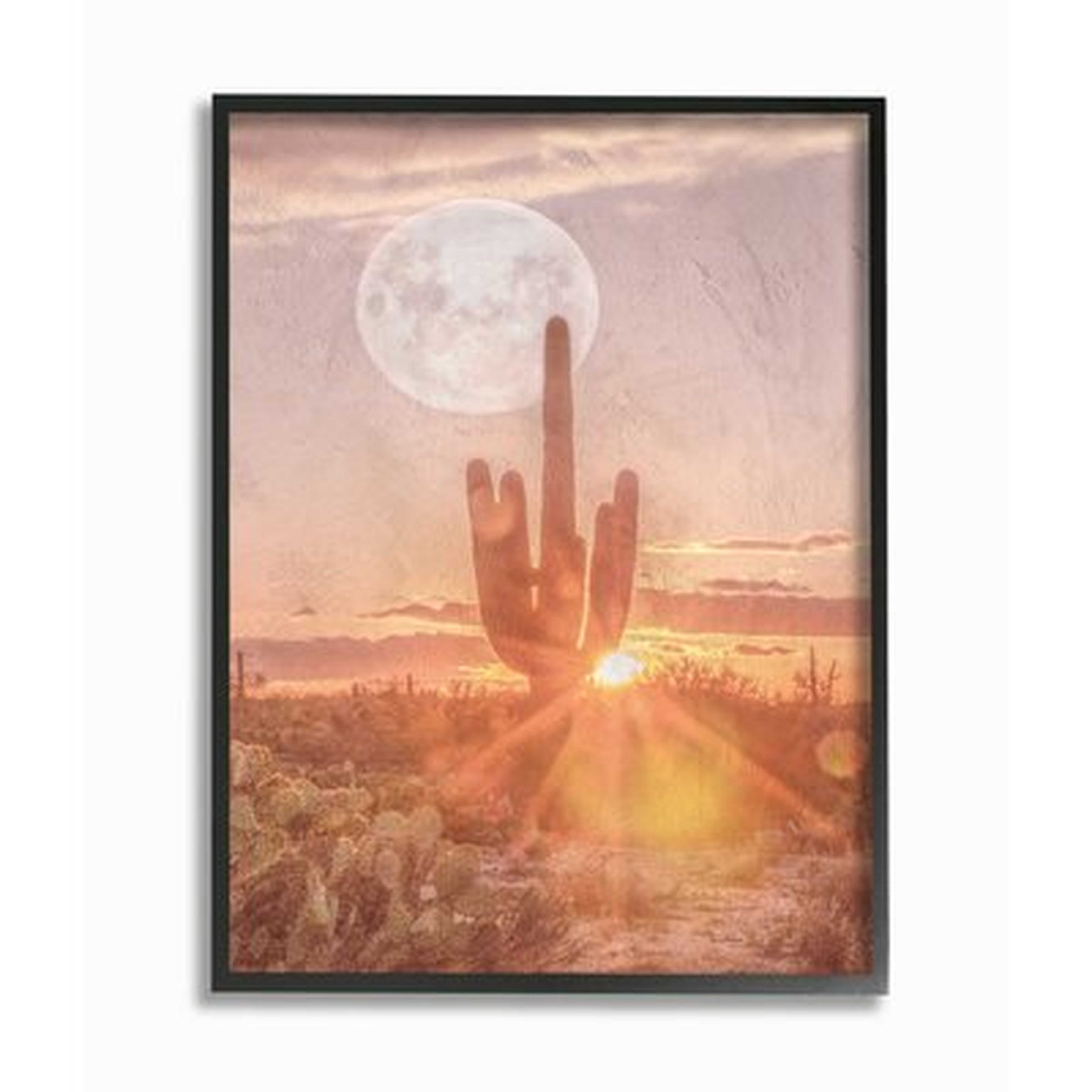 Sunset Moonrise Southwestern Peach Tinted Panoramic Graphic Art Print Set on Canvas - Wayfair