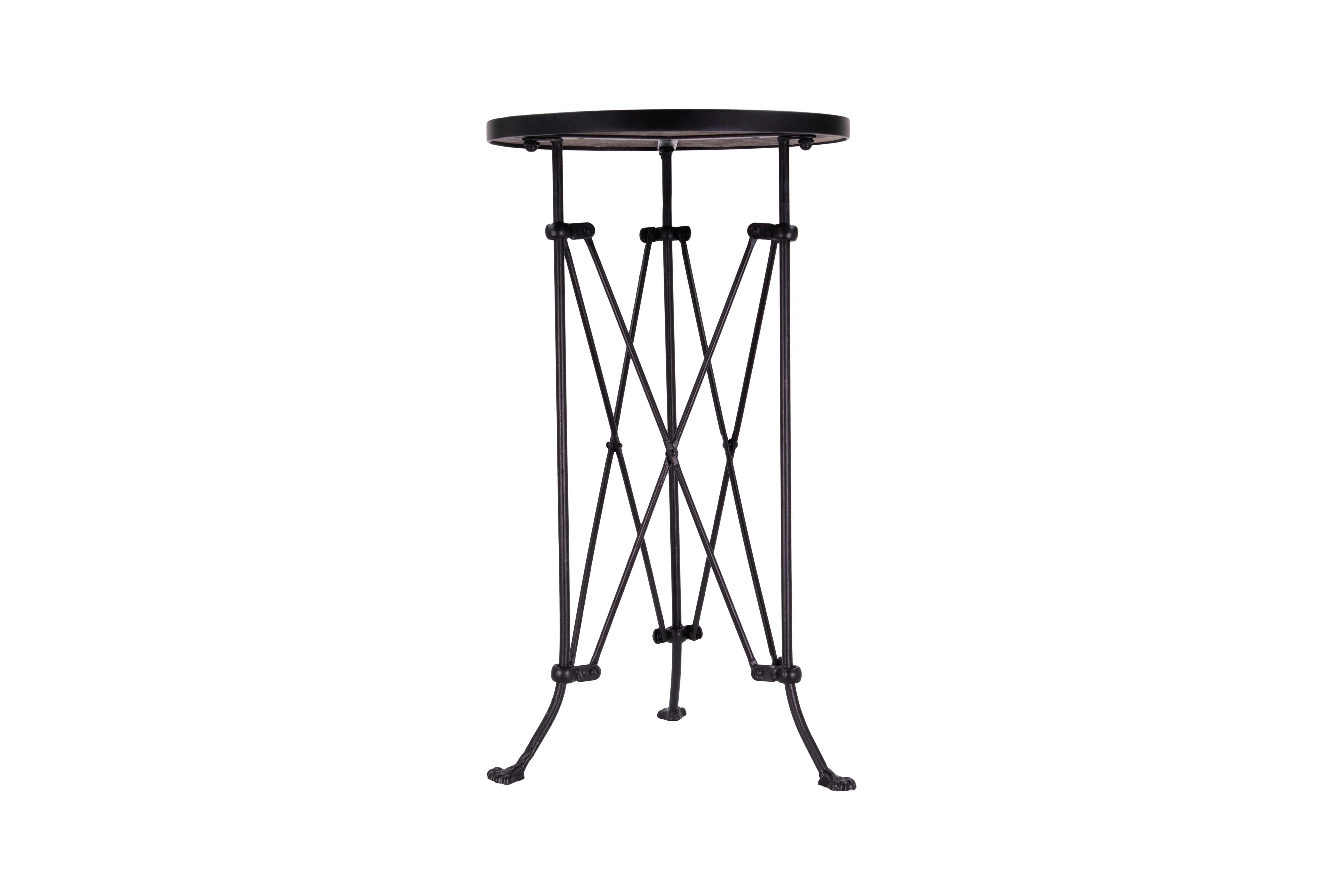 Round Pine Wood Accent Table with Metal Frame - Nomad Home