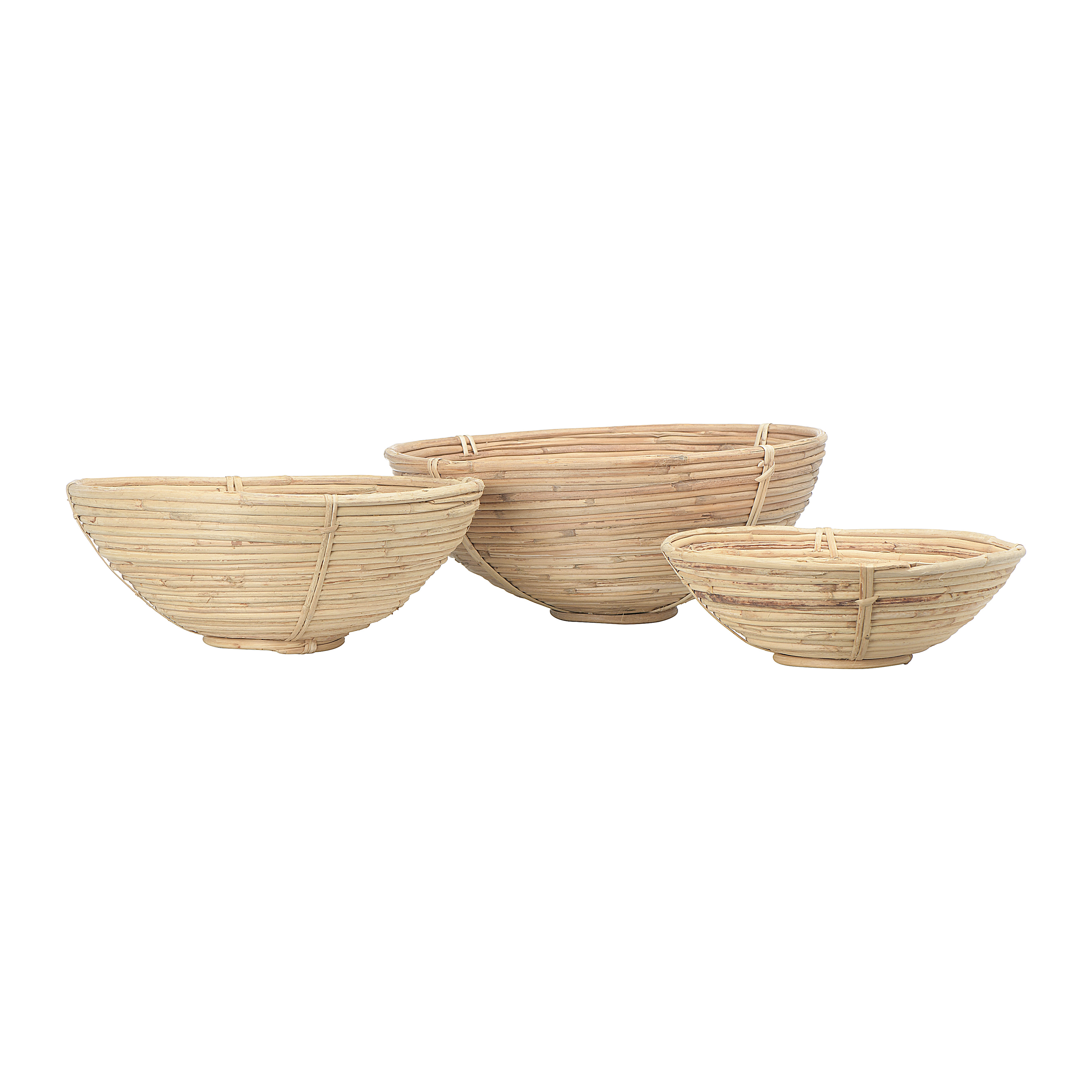 Natural Hand-Woven Cane Bowls, Set of 4 - Moss & Wilder
