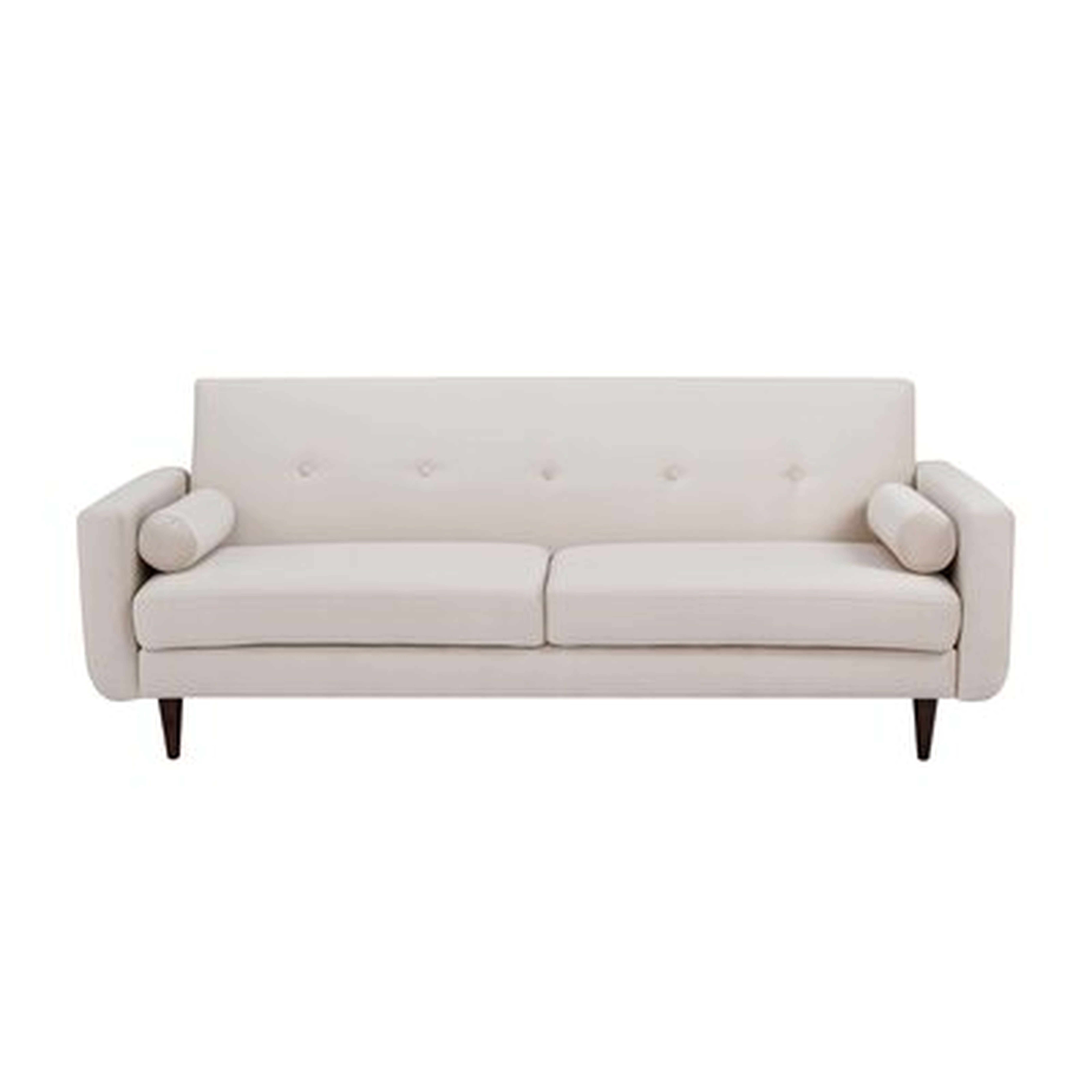 Roshawna Velvet Fabric Sofa With Bolster Pillows, Ivory - Wayfair