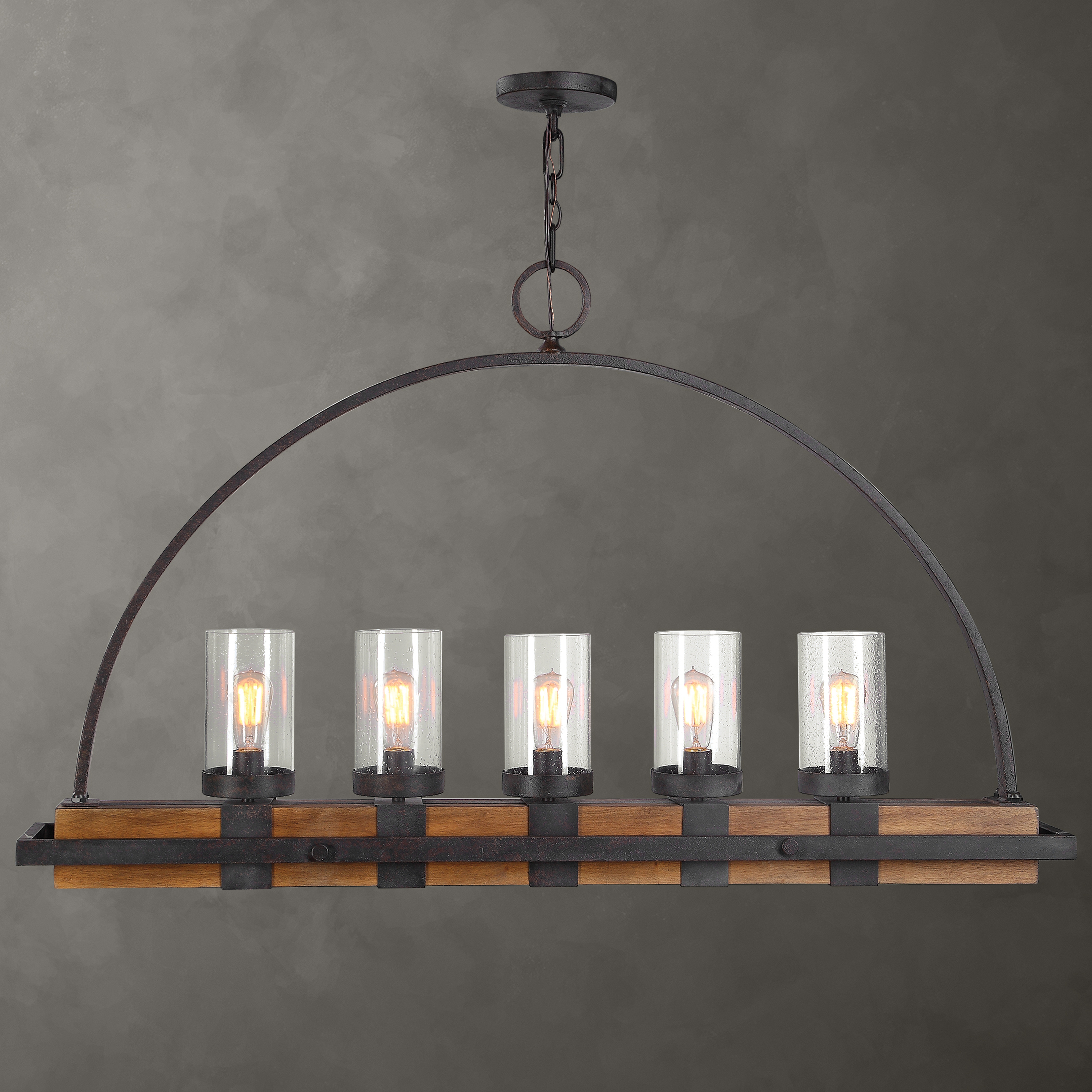 Atwood 5 Light Rustic Linear Chandelier - Uttermost