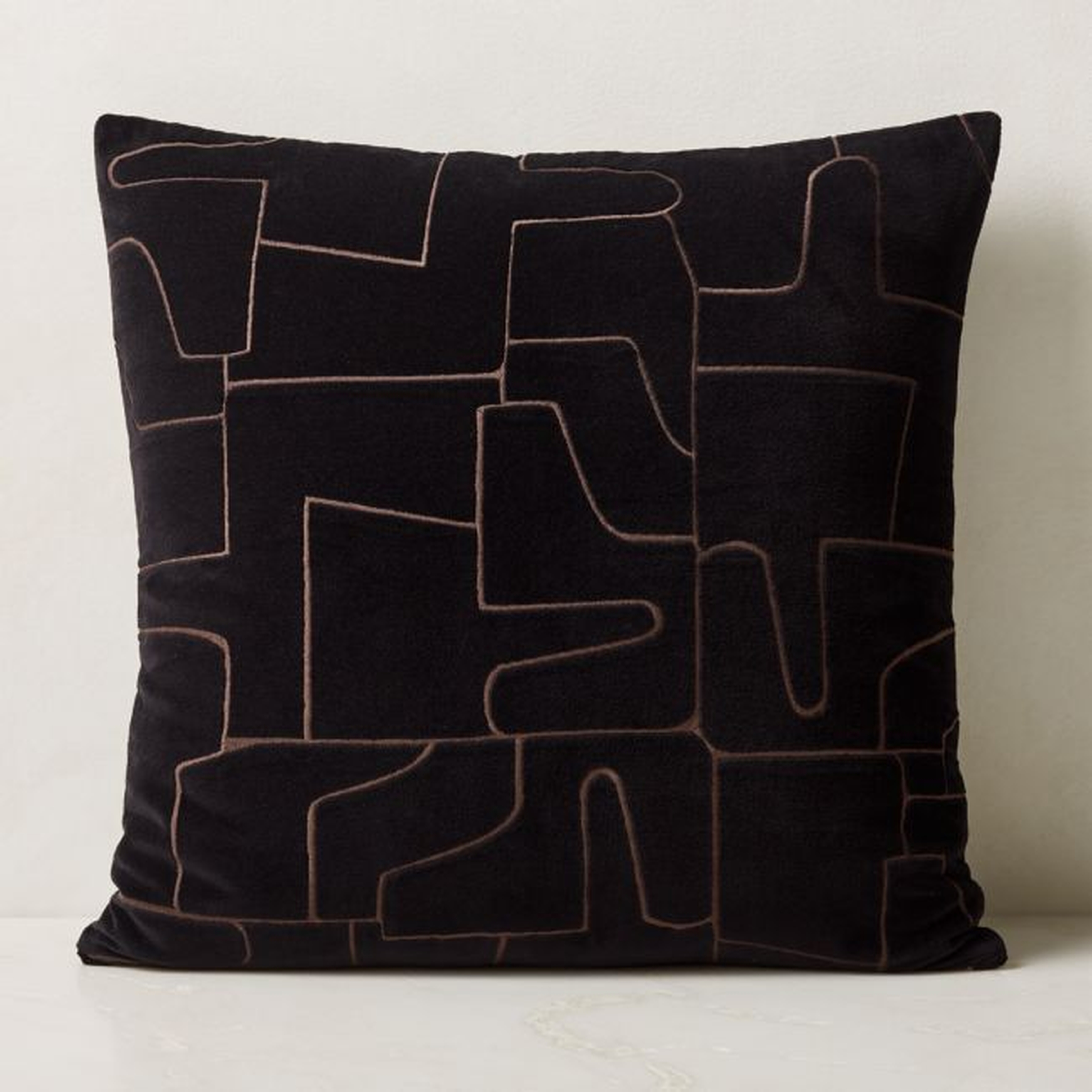 Arabella Black Velvet Throw Pillow with Down-Alternative Insert 23"x23" - CB2