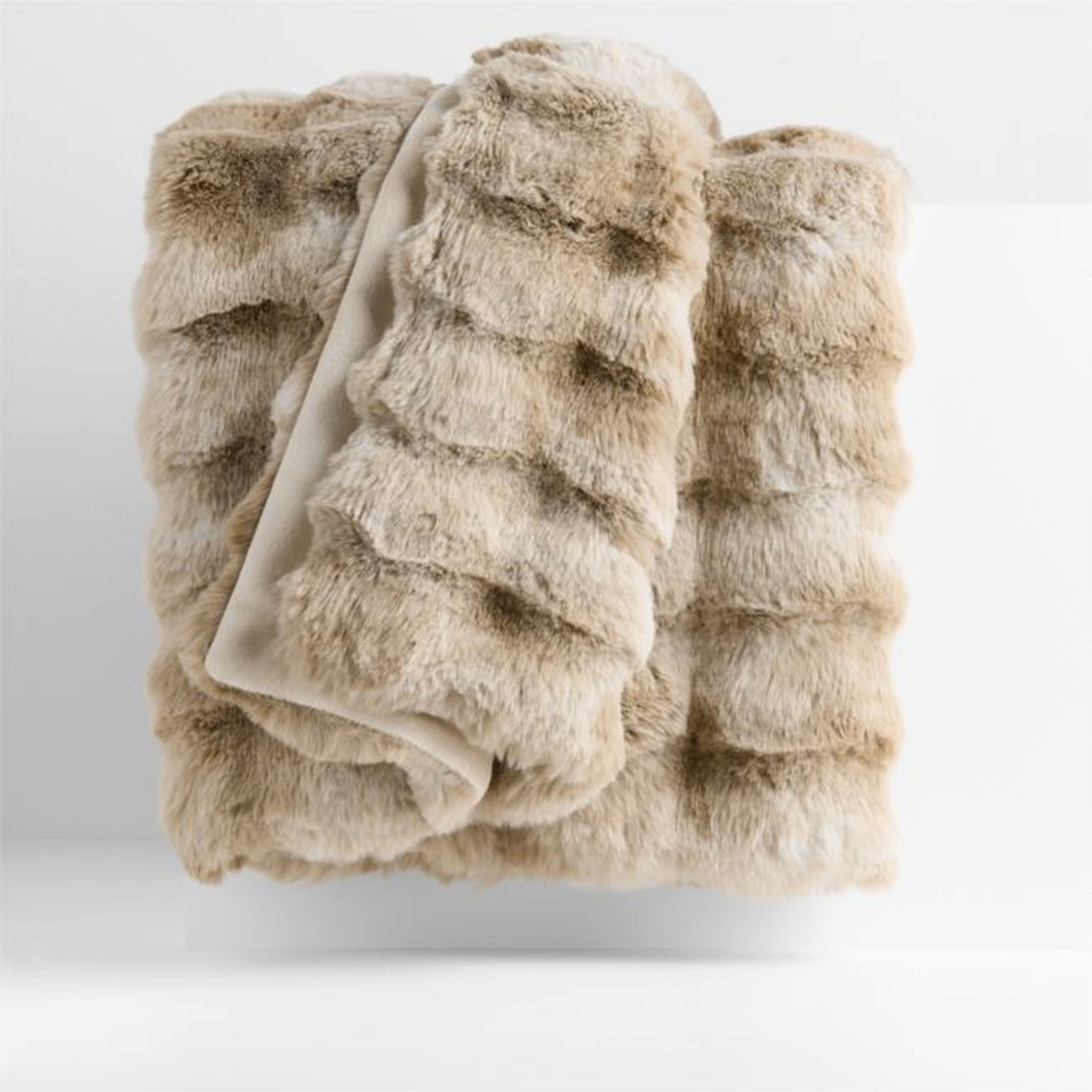Textured Faux Fur 70"x55" Sierra Tan Throw Blanket - Crate and Barrel