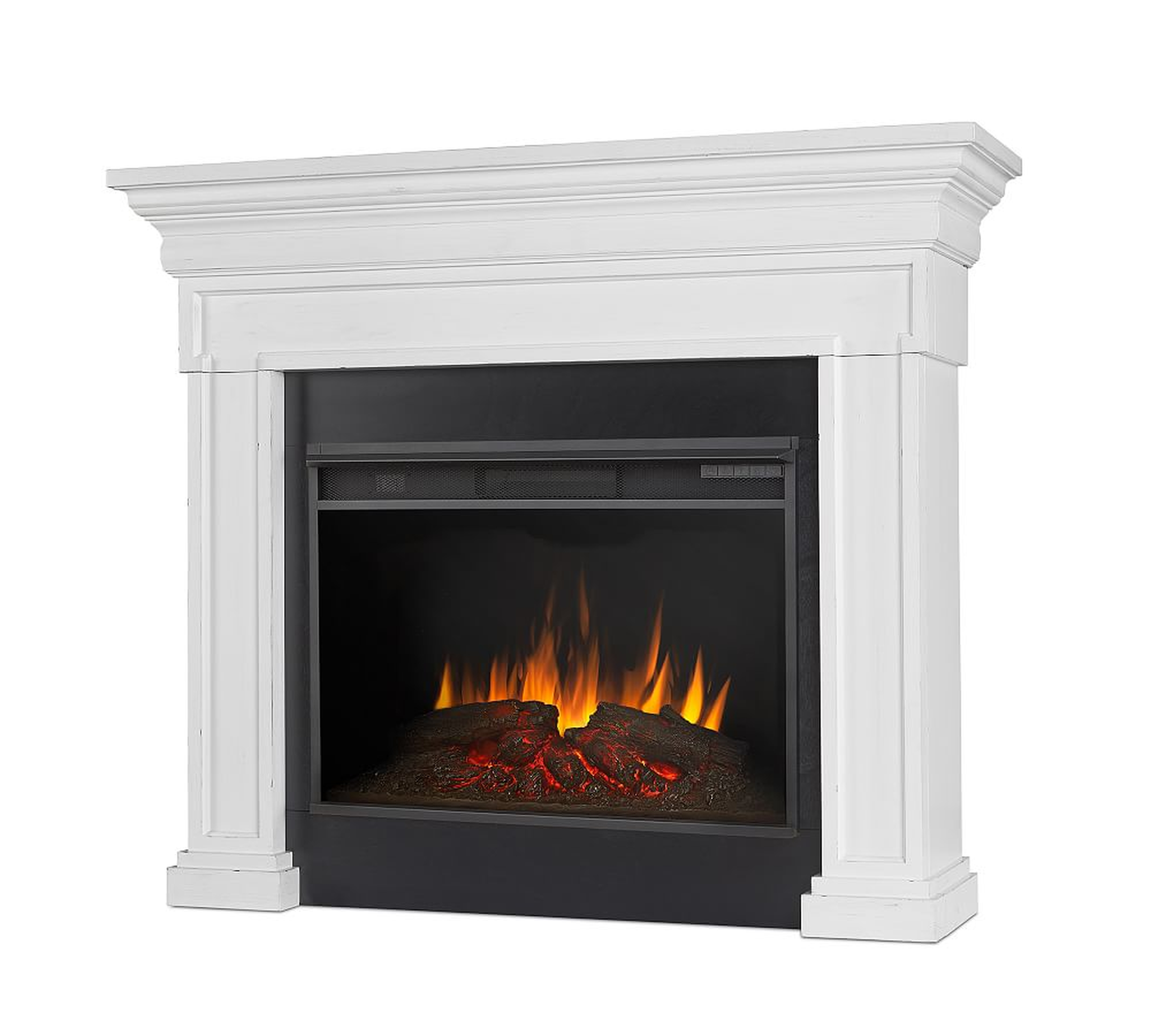 Emerson Grand Electric Fireplace, Rustic White - Pottery Barn
