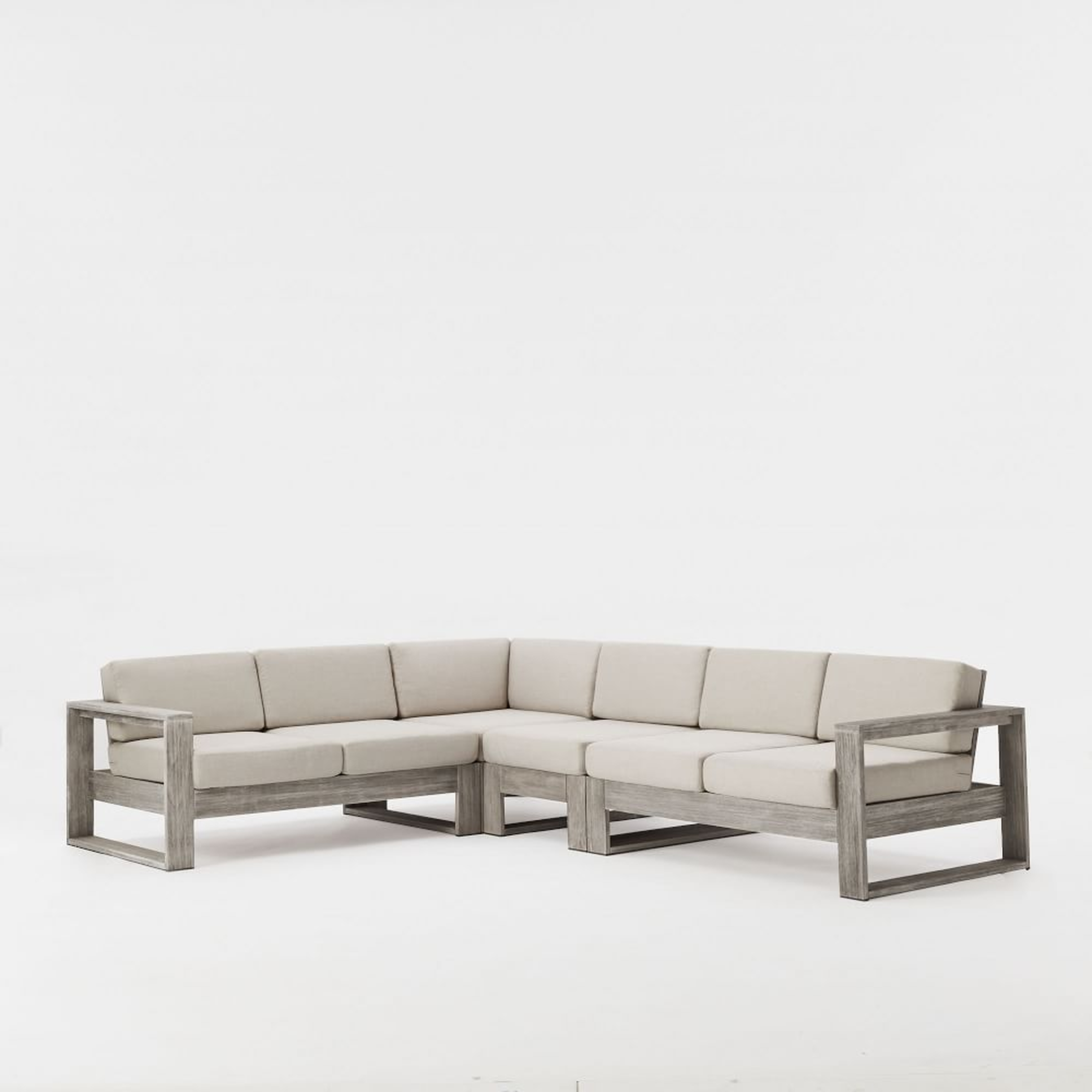 Portside Set 6: Weathered Gray L-Shaped 4 Piece Sectional - West Elm