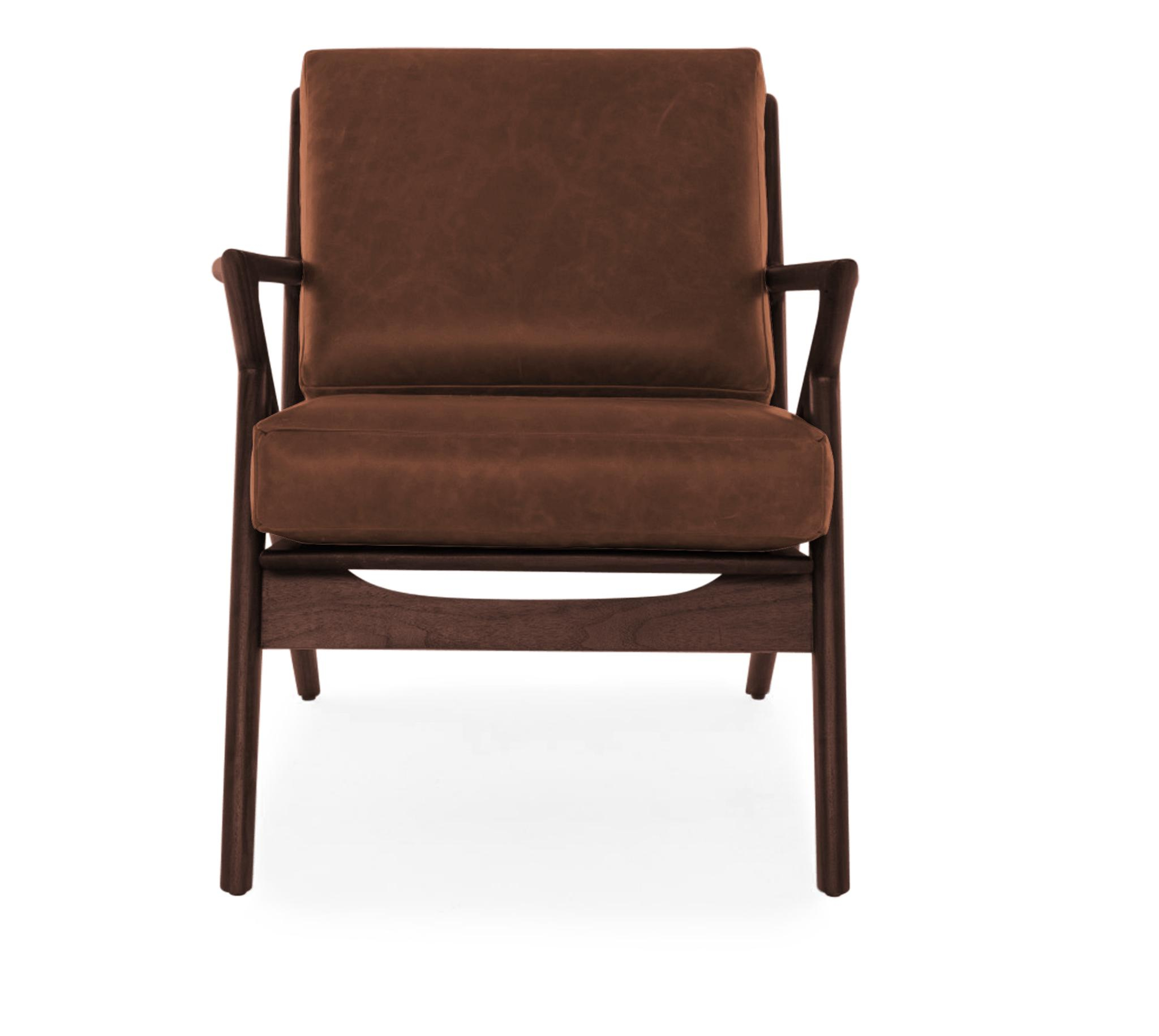 Brown Soto Mid Century Modern Leather Chair - Academy Cuero - Walnut - Joybird