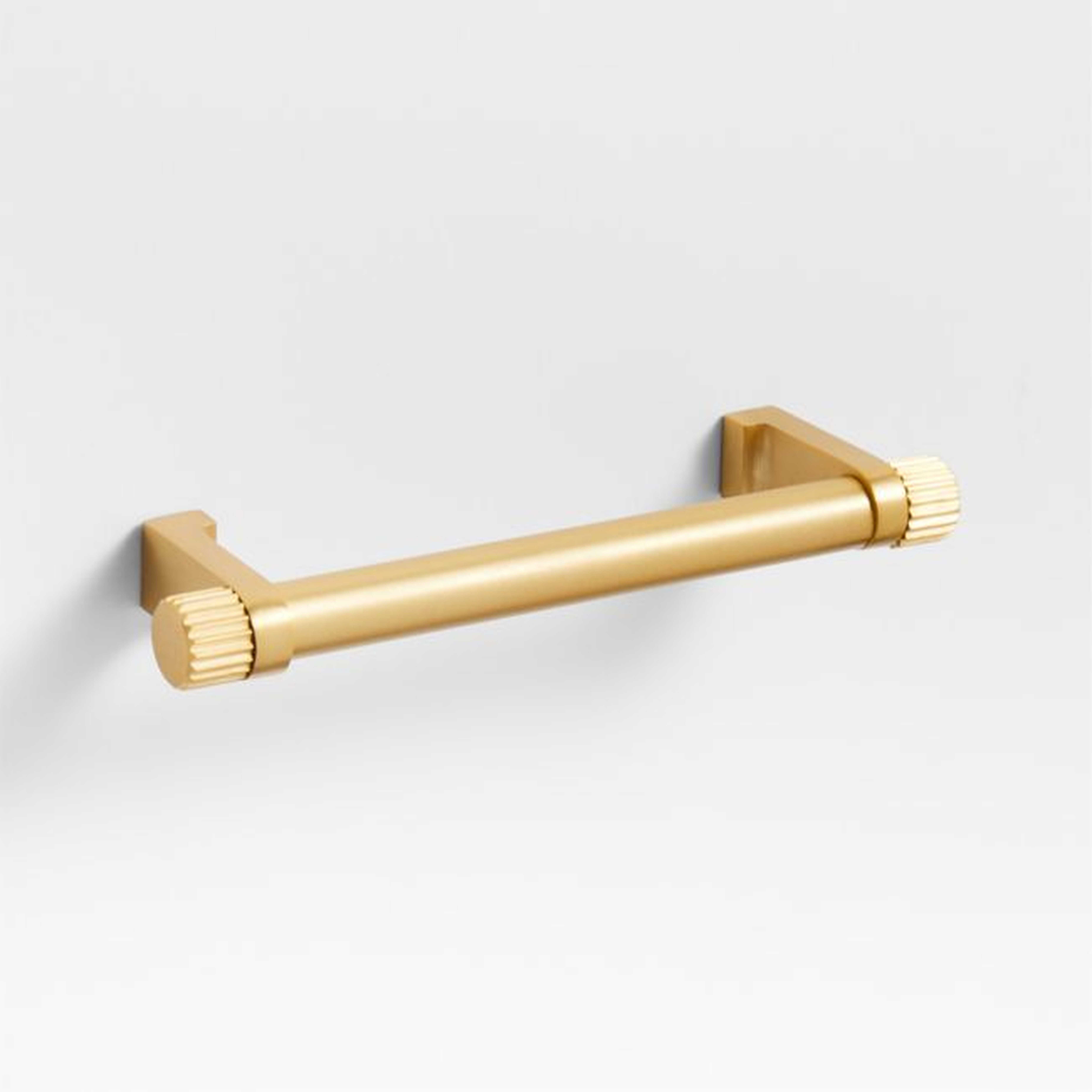 Modern 4" Fluted Brushed Brass Cabinet Drawer Bar Pull - Crate and Barrel