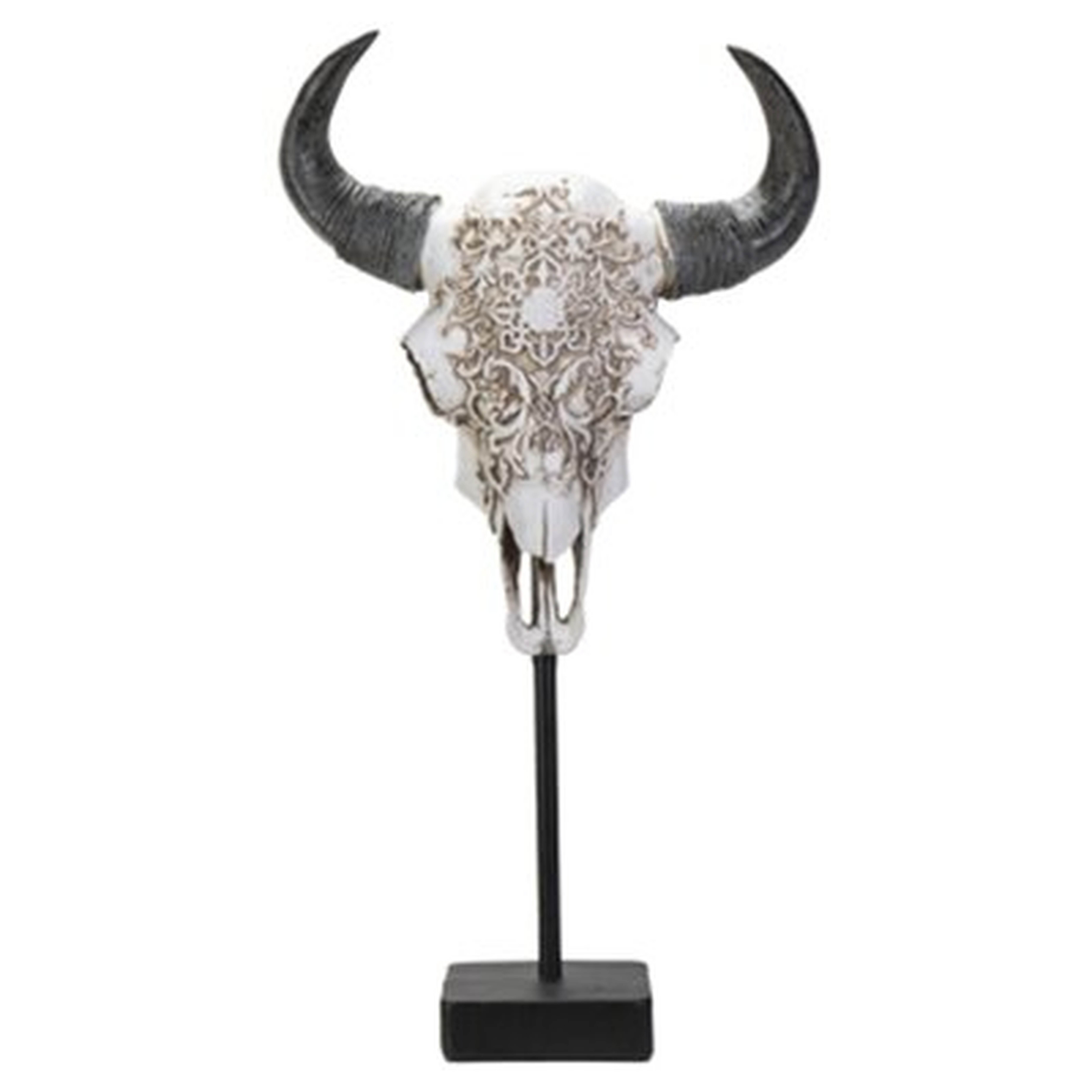 Faux Taxidermy Cutout Designed Bison Skull Replica Bust With Black Stand 17.3"h - Wayfair