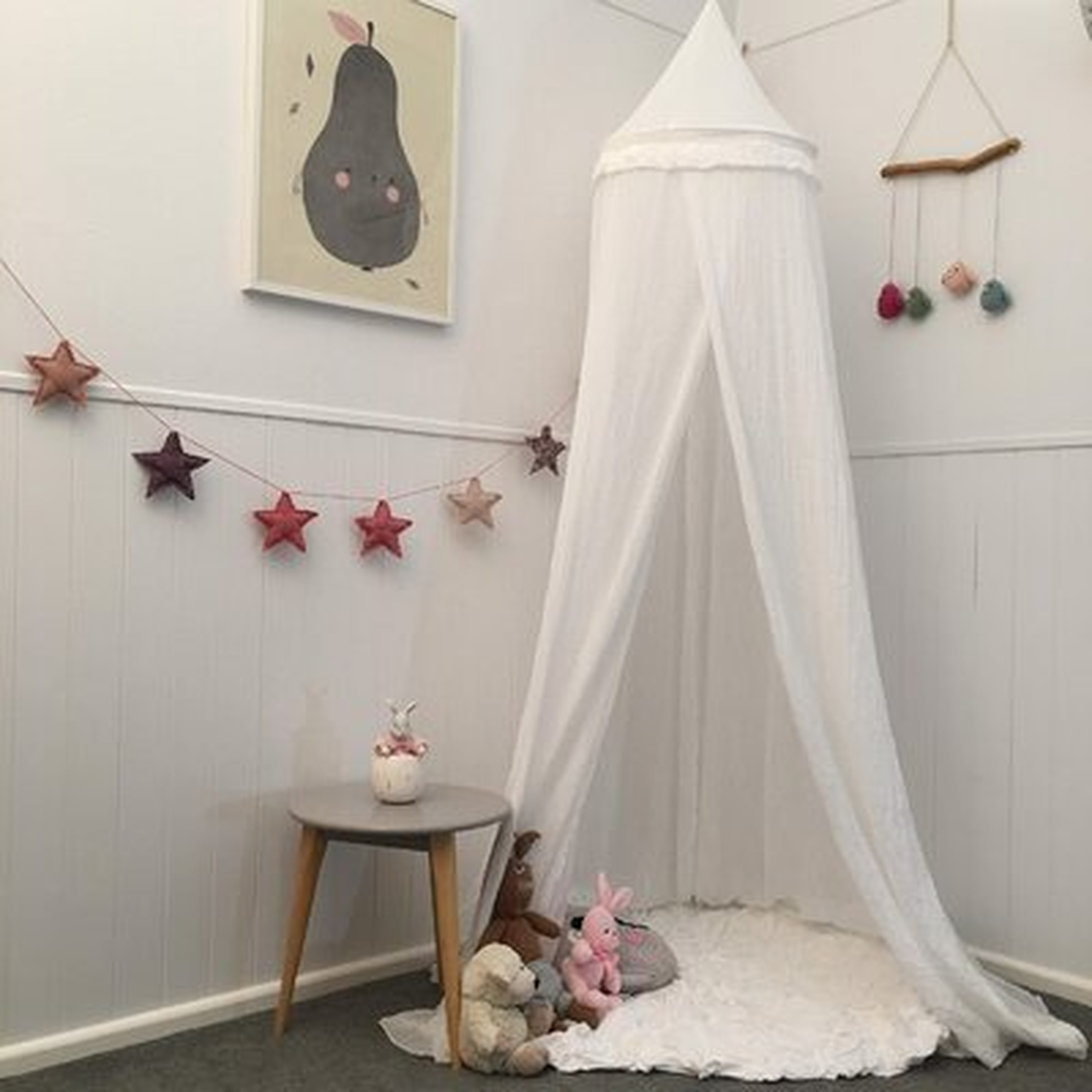 Soft White Hanging Bed Canopy For Girls Bed Or Boys – Hideaway Tent For Kids Rooms With Tassels – For Child, Play Or Reading Nook - Wayfair