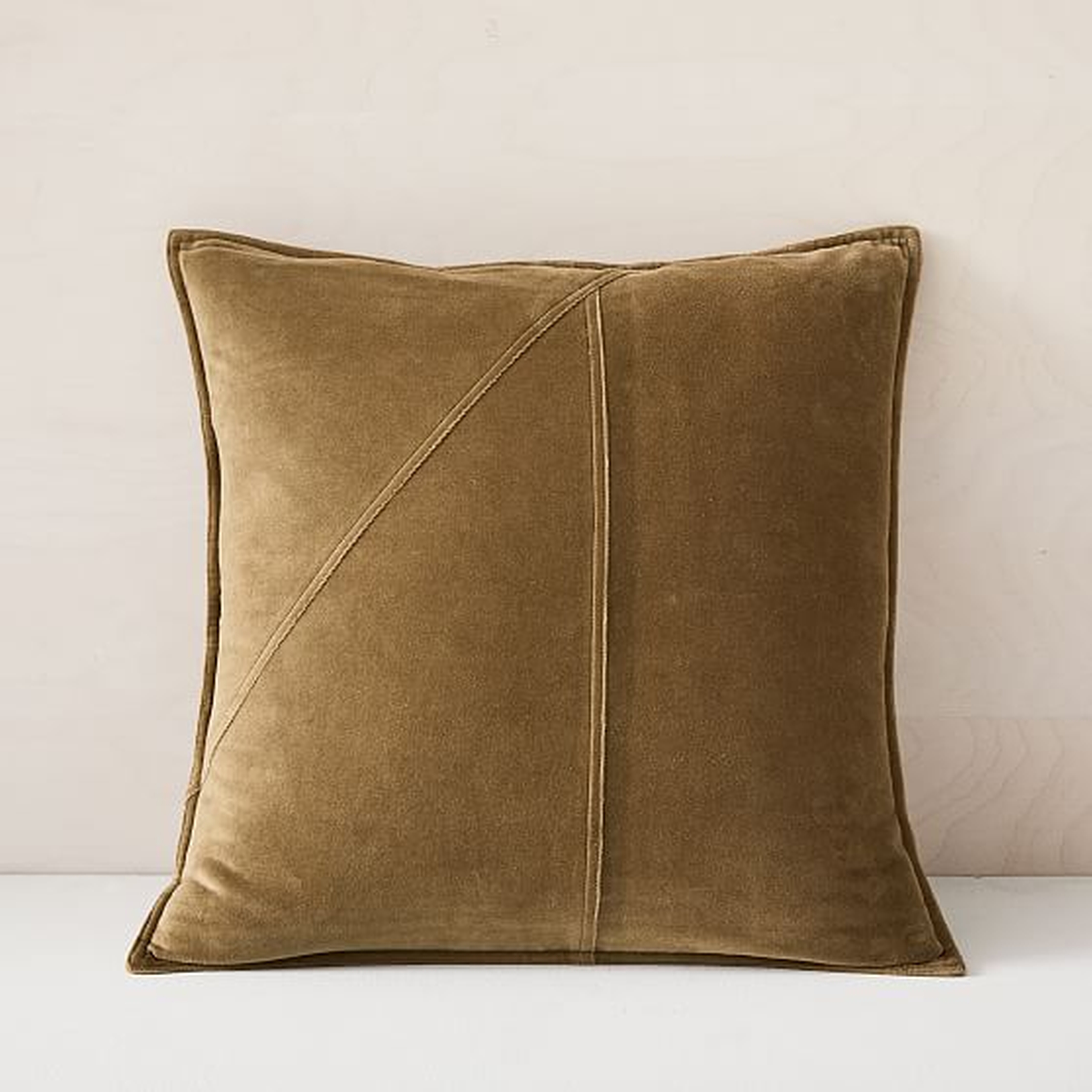 Washed Cotton Velvet Pillow Cover, Set of 2, Camo Olive, 18"x18" - West Elm