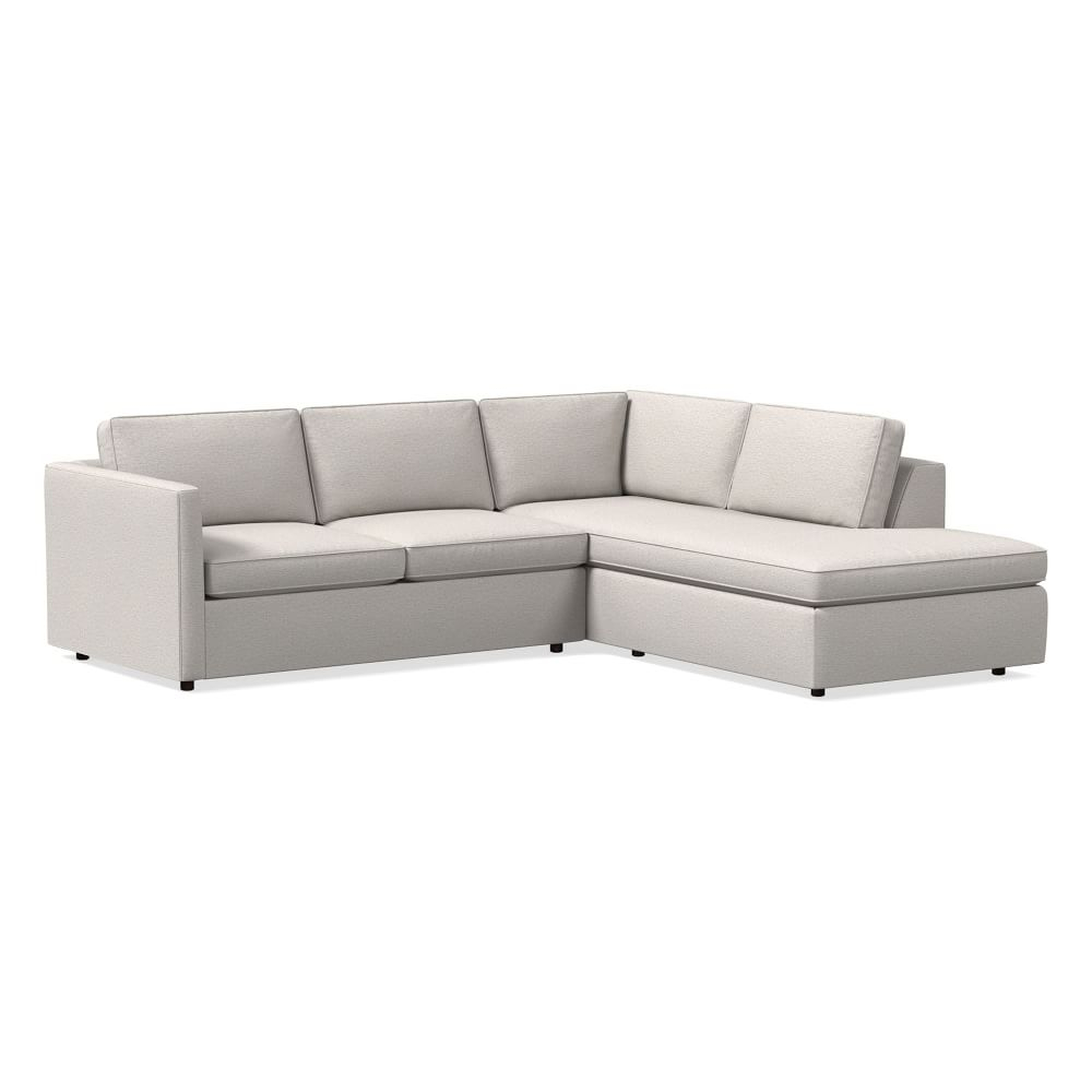 Harris 104" Right Multi Seat 2-Piece Bumper Chaise Sectional, Standard Depth, Twill, Sand - West Elm