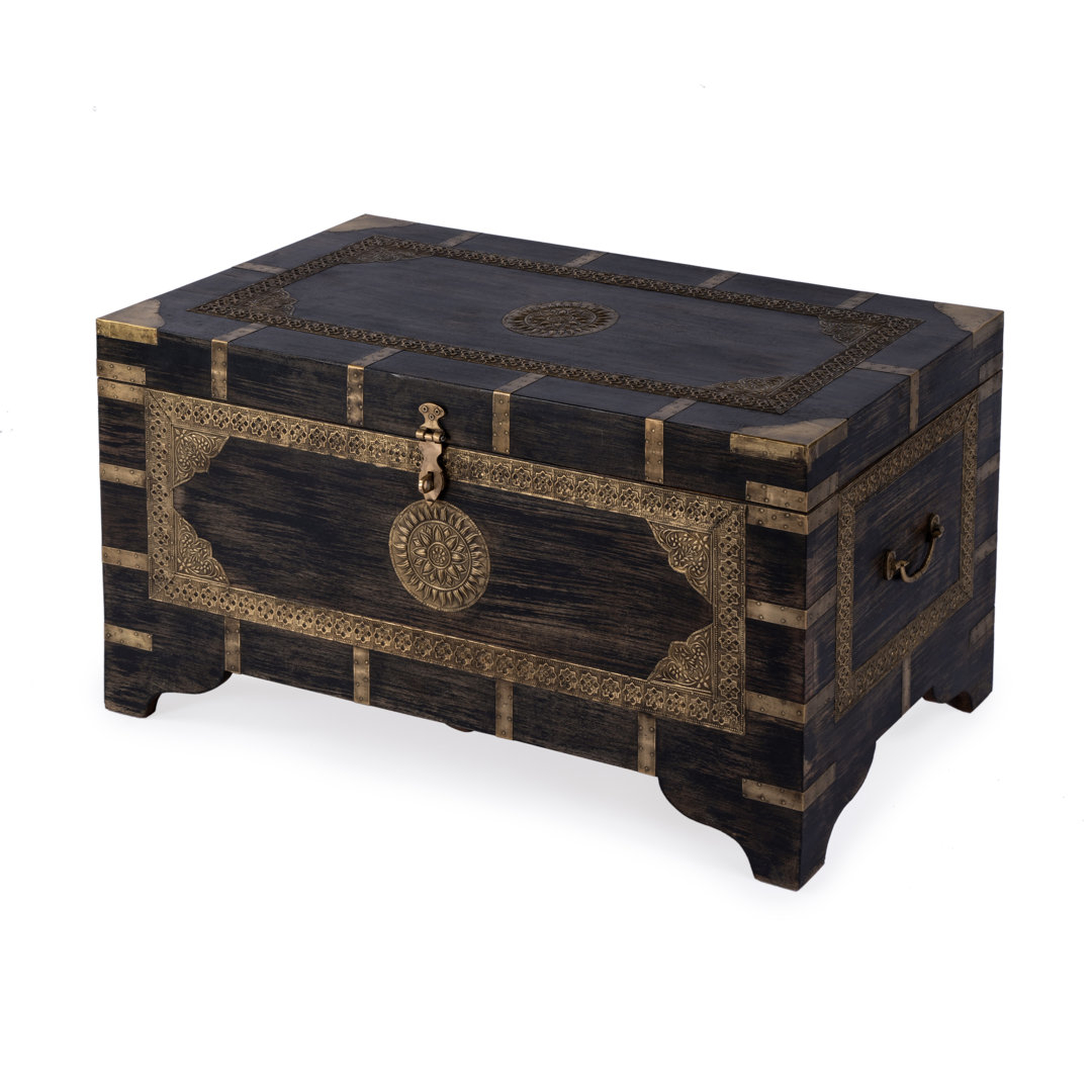 Butler Nador Hand-Painted Brass Inlay Storage Trunk Coffee Table - Perigold