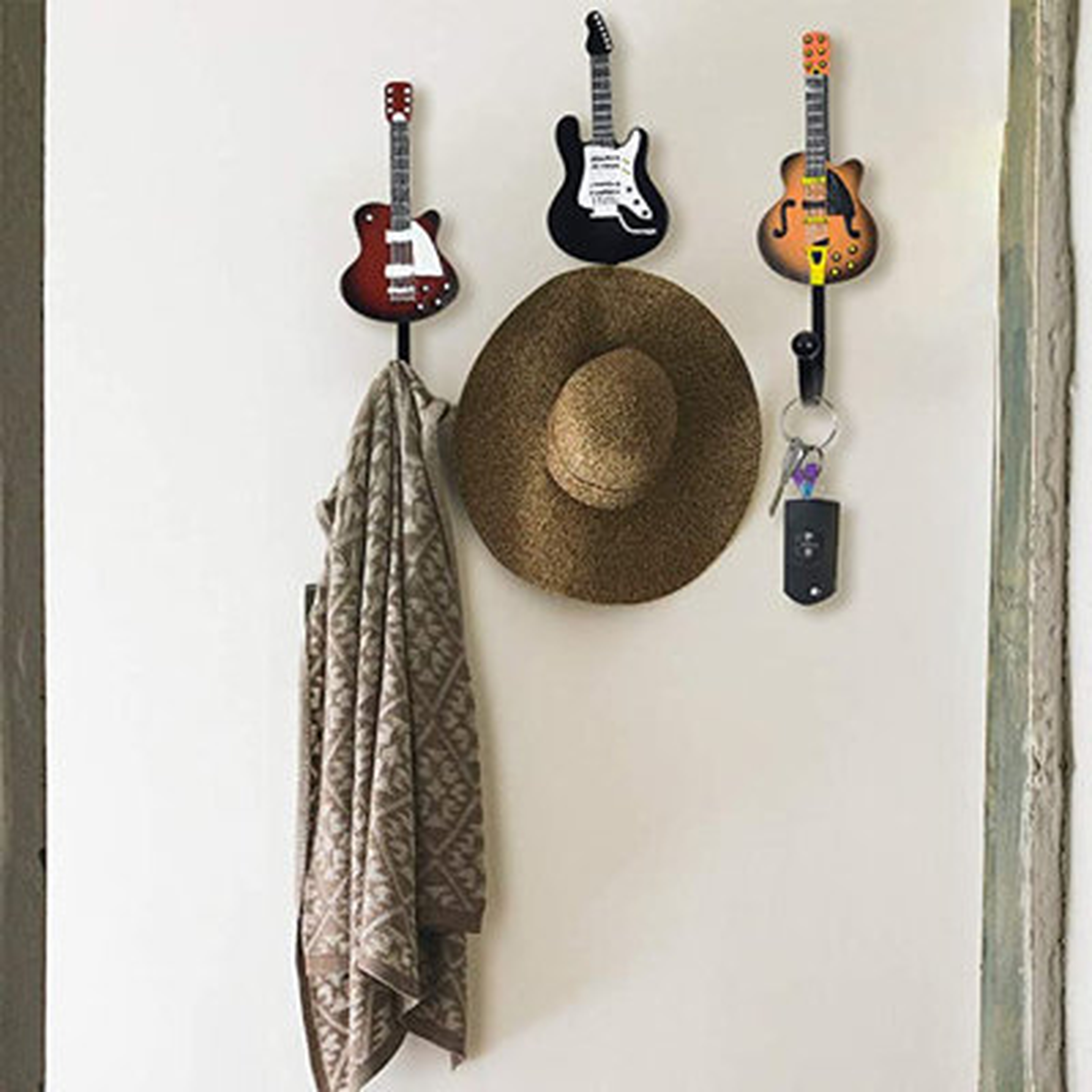 Vintage Guitar Shaped Decorative Hooks Rack Hangers - Wayfair