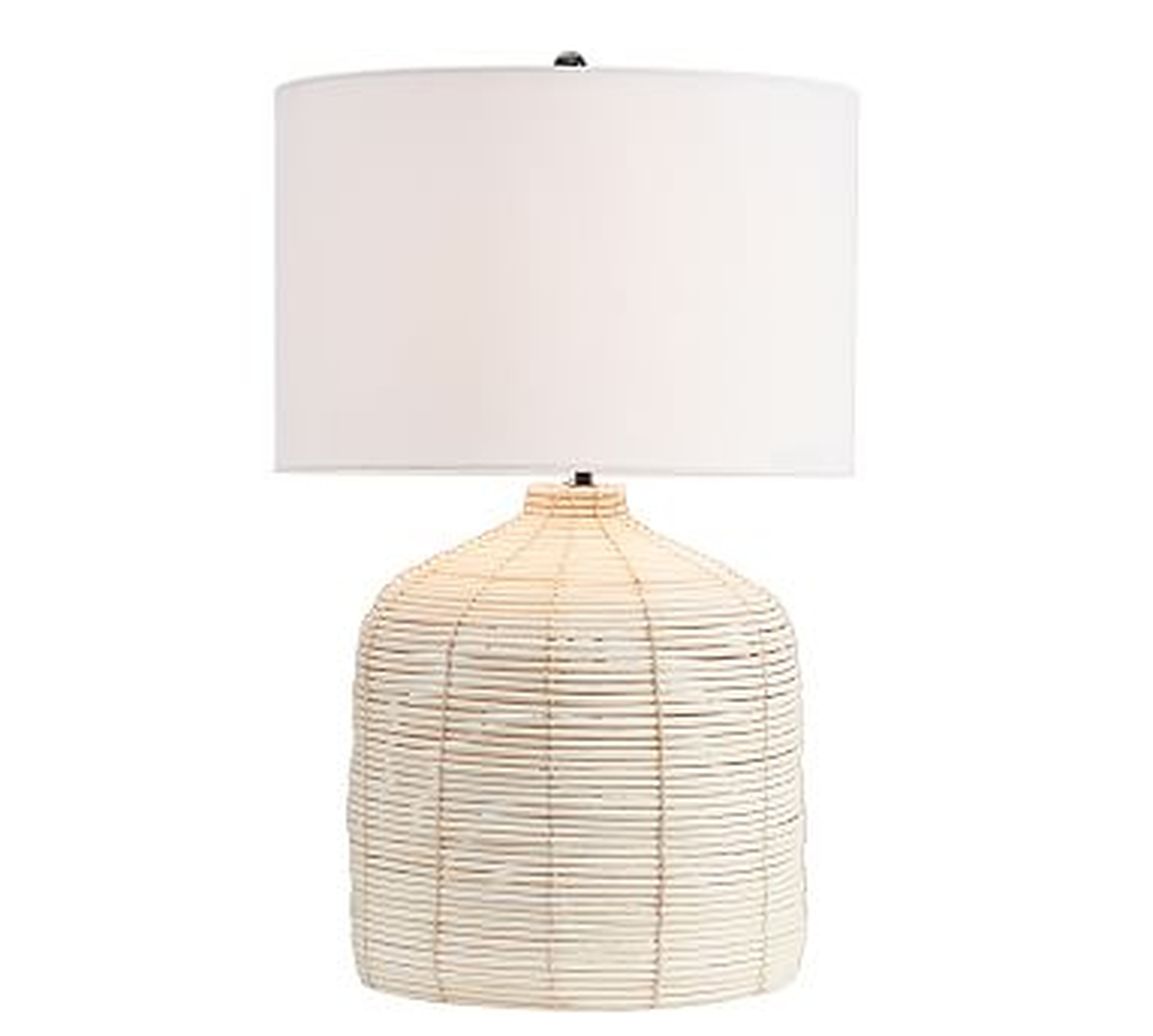 Cambria Seagrass Table Lamp with XL SS Gallery Shade, Large - Pottery Barn