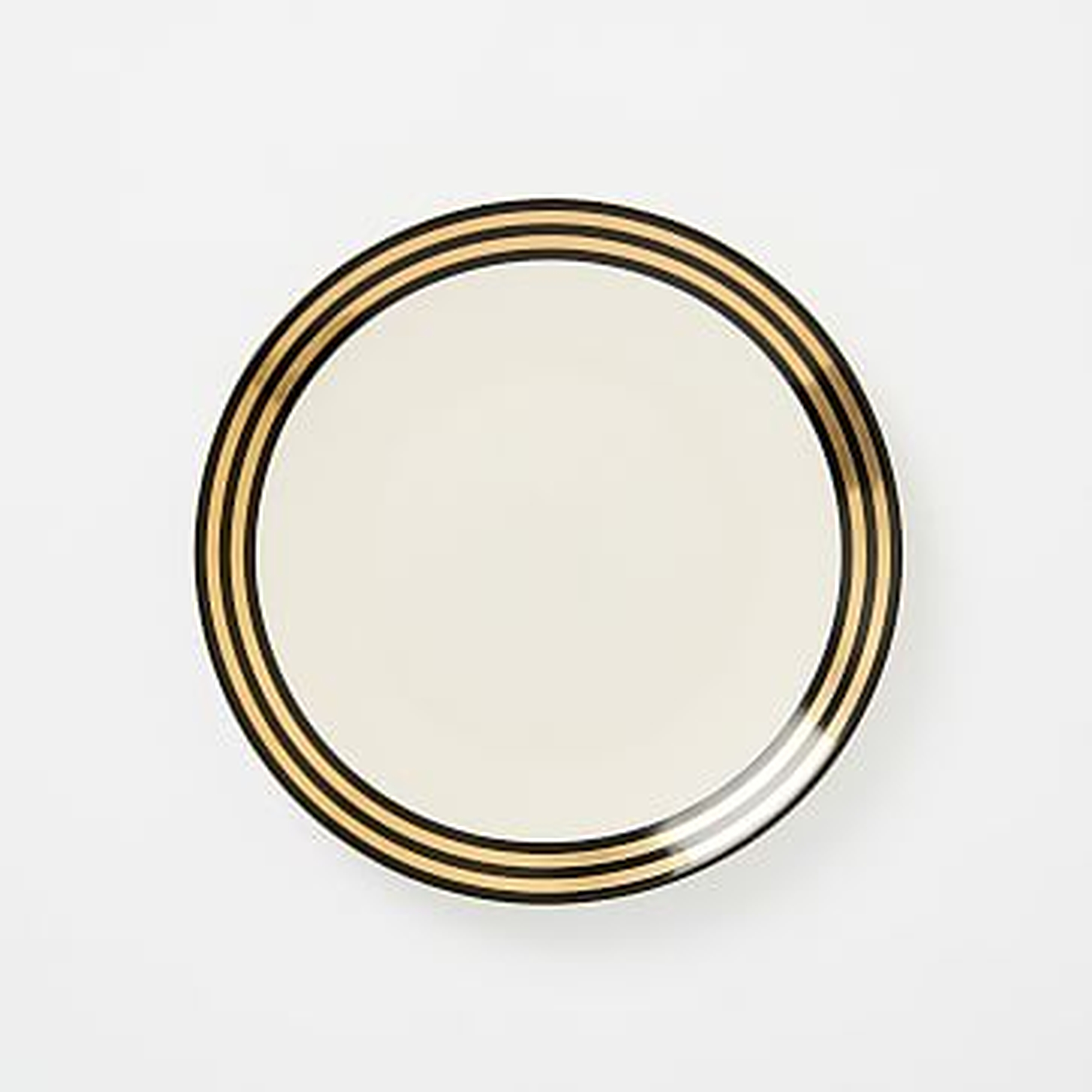 Fishs Eddy Side Plate, Black + Gold Thick Striped Band, Set of 4 - West Elm
