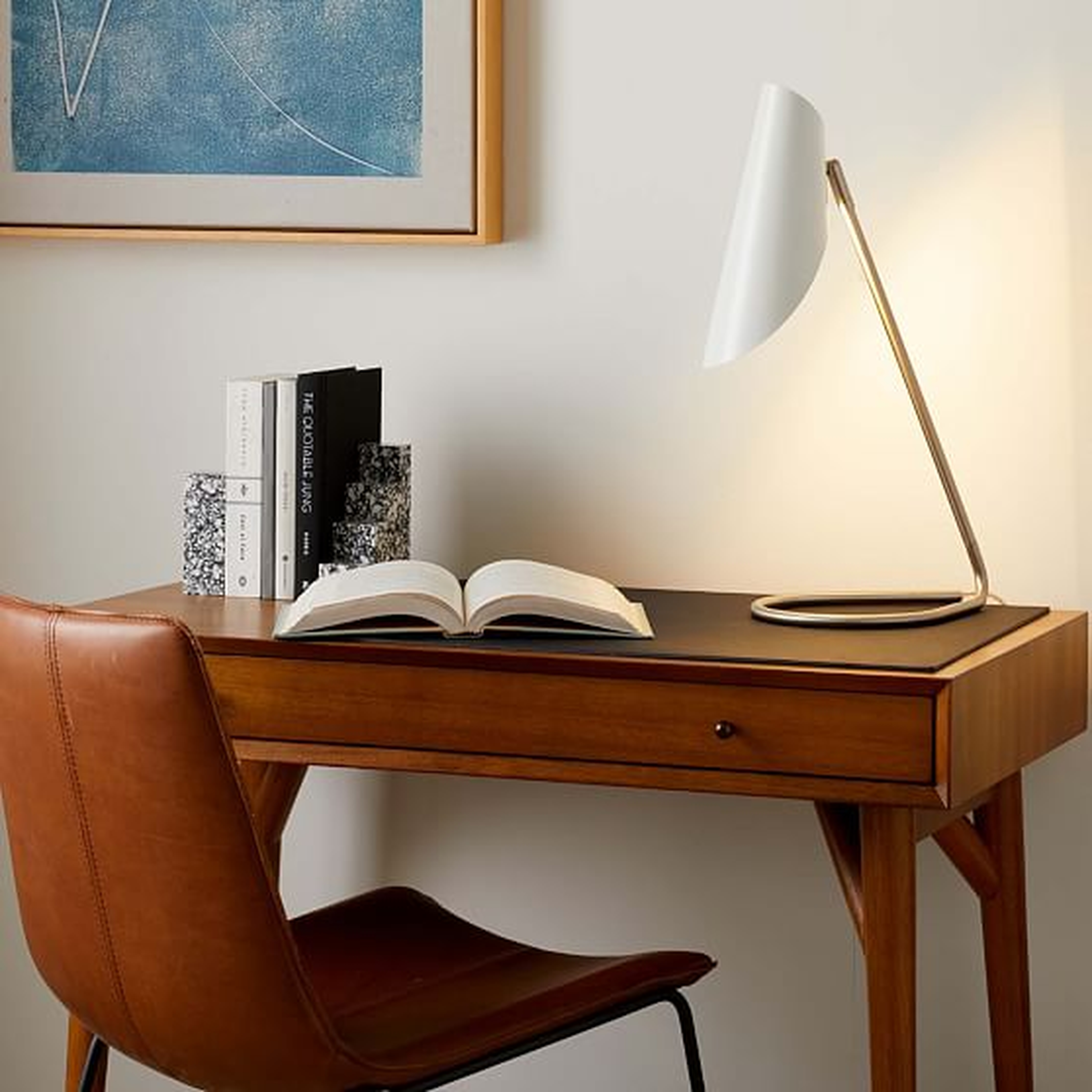 Curl Desk Lamp, White, Brushed Nickel - West Elm