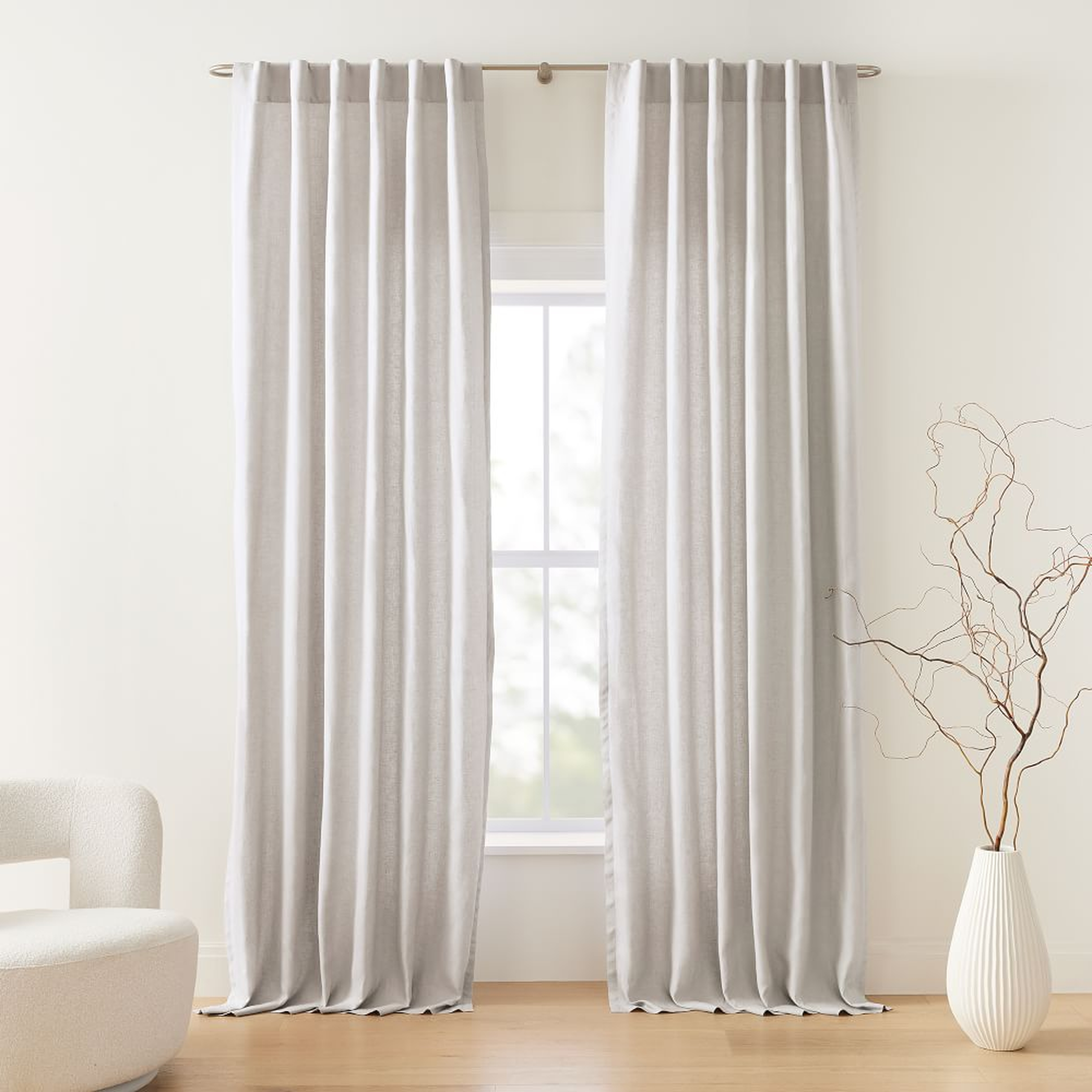 European Flax Linen Curtain, 48"x84", Pearl Gray - West Elm