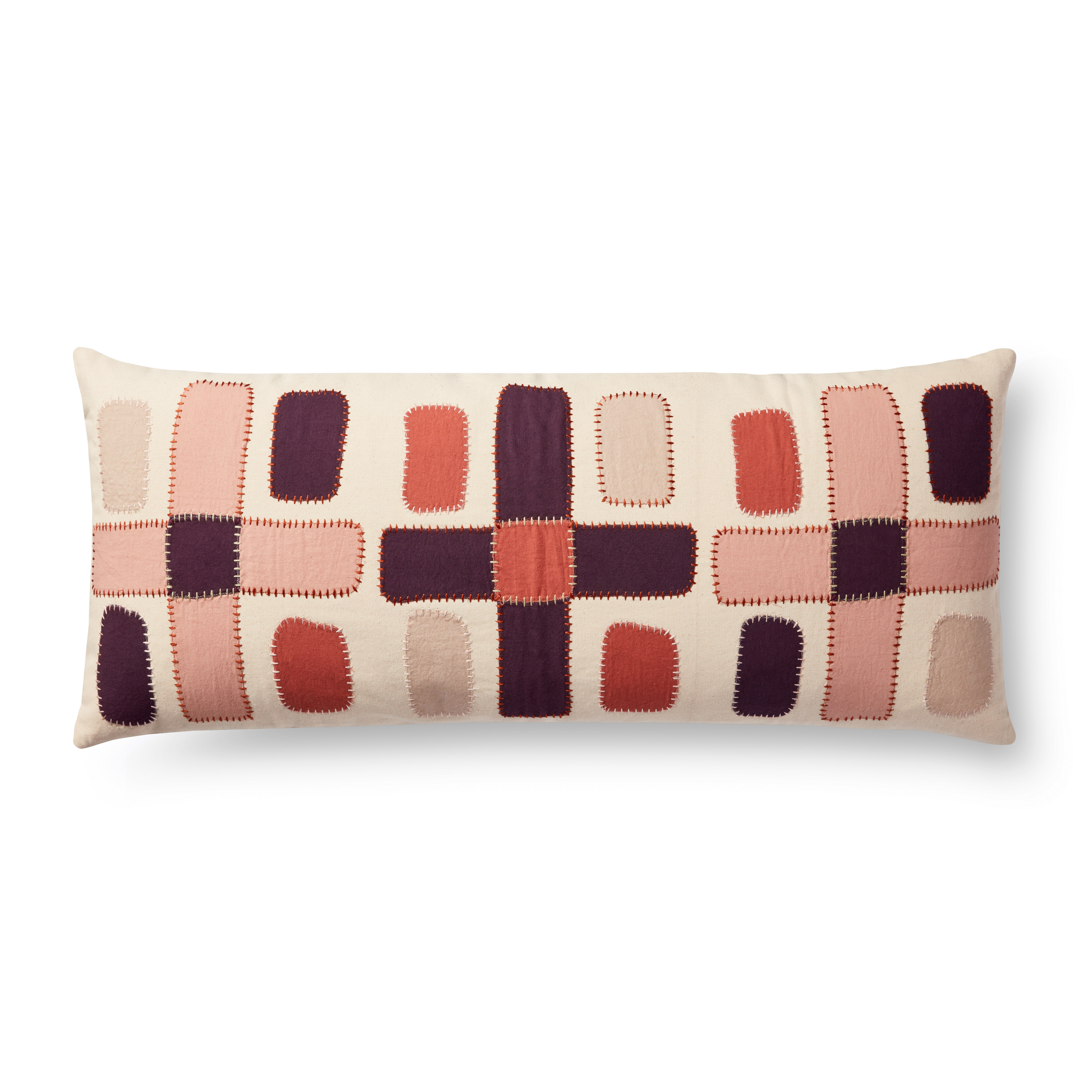 PILLOWS P0951 IVORY / MULTI 13" x 35" Cover w/Down - Loloi Rugs