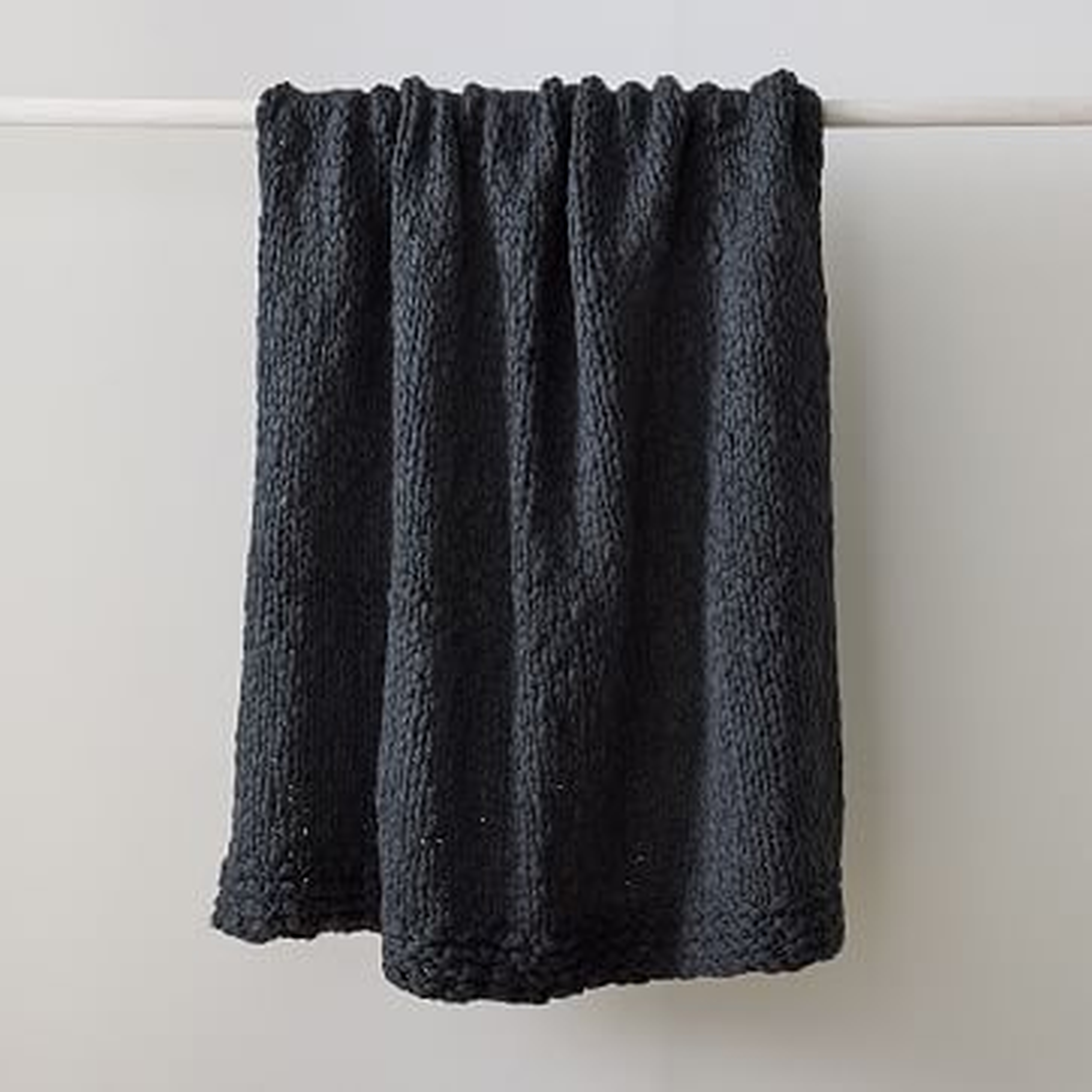 Wool Knit Throw, 50"x60", Charcoal - West Elm