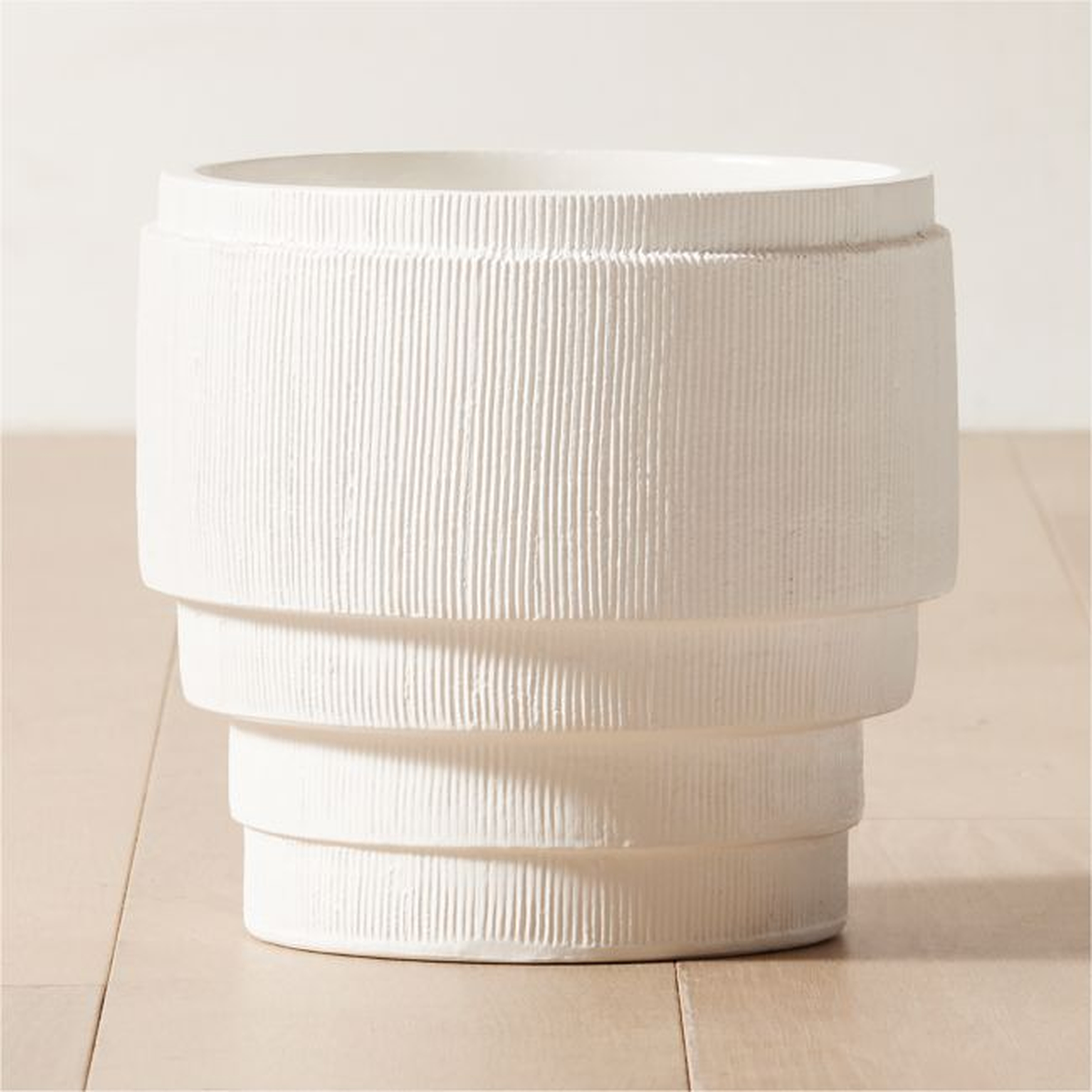 Marram Ribbed White Indoor Planter Small - CB2