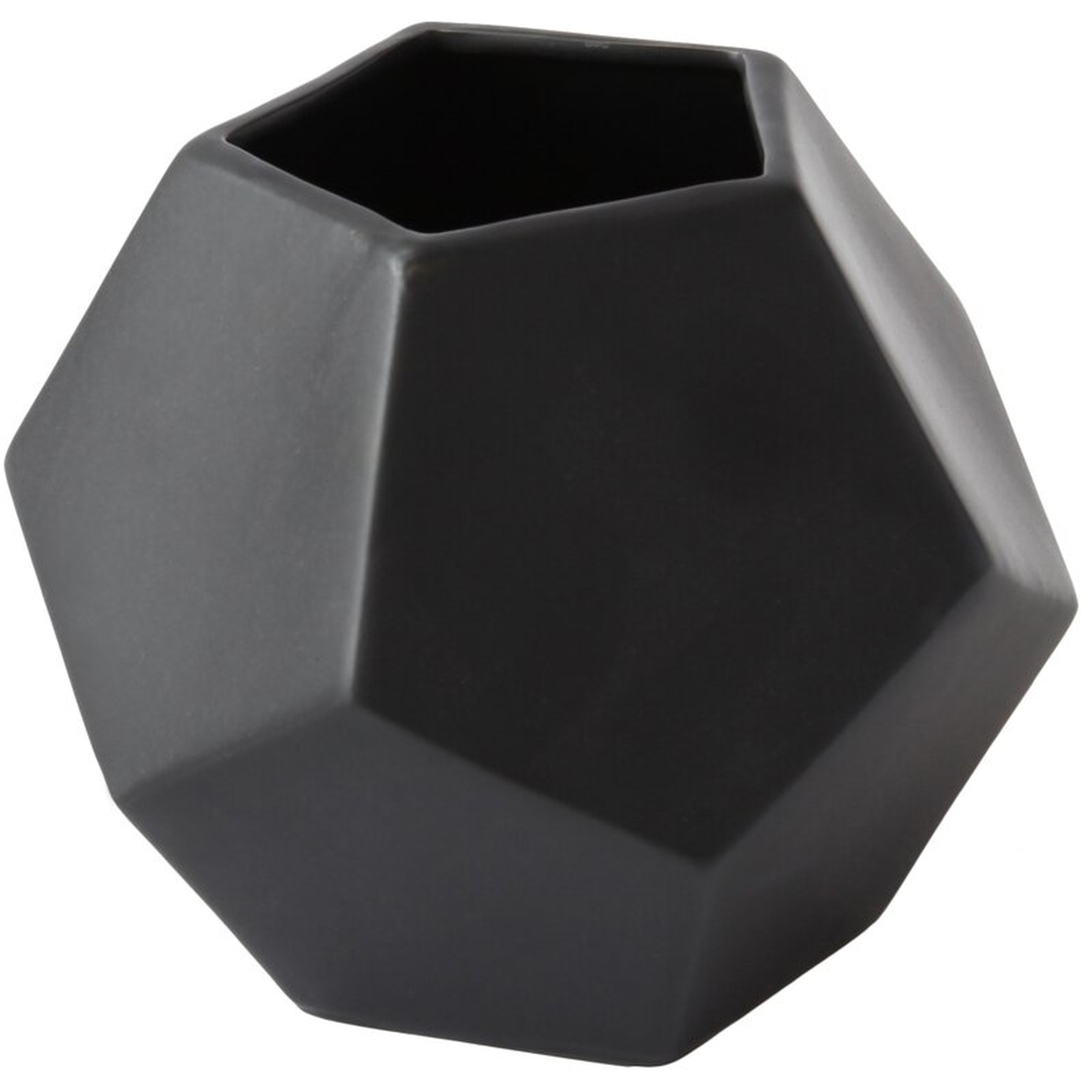 Global Views Faceted Black Vase Size: 6" H  x 7" W x 7" D - Perigold