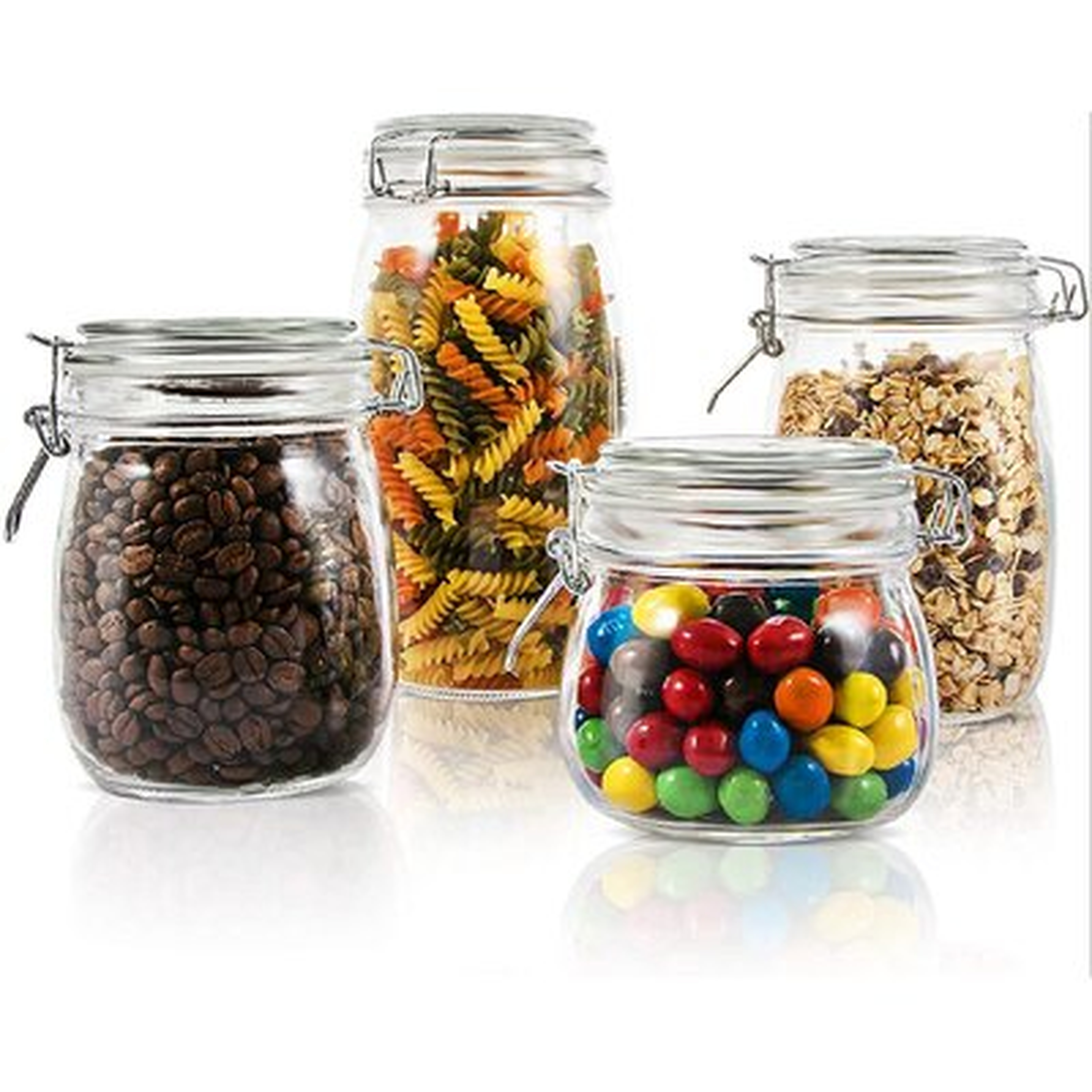 4 Pieces Glass Jars With Airtight Lids, Food Storage Containers, Canister Sets For Kitchen Counter, Cookies Sugar Coffee Pickles Pasta, 50Oz, 33Oz, 26Oz, 17Oz - Wayfair