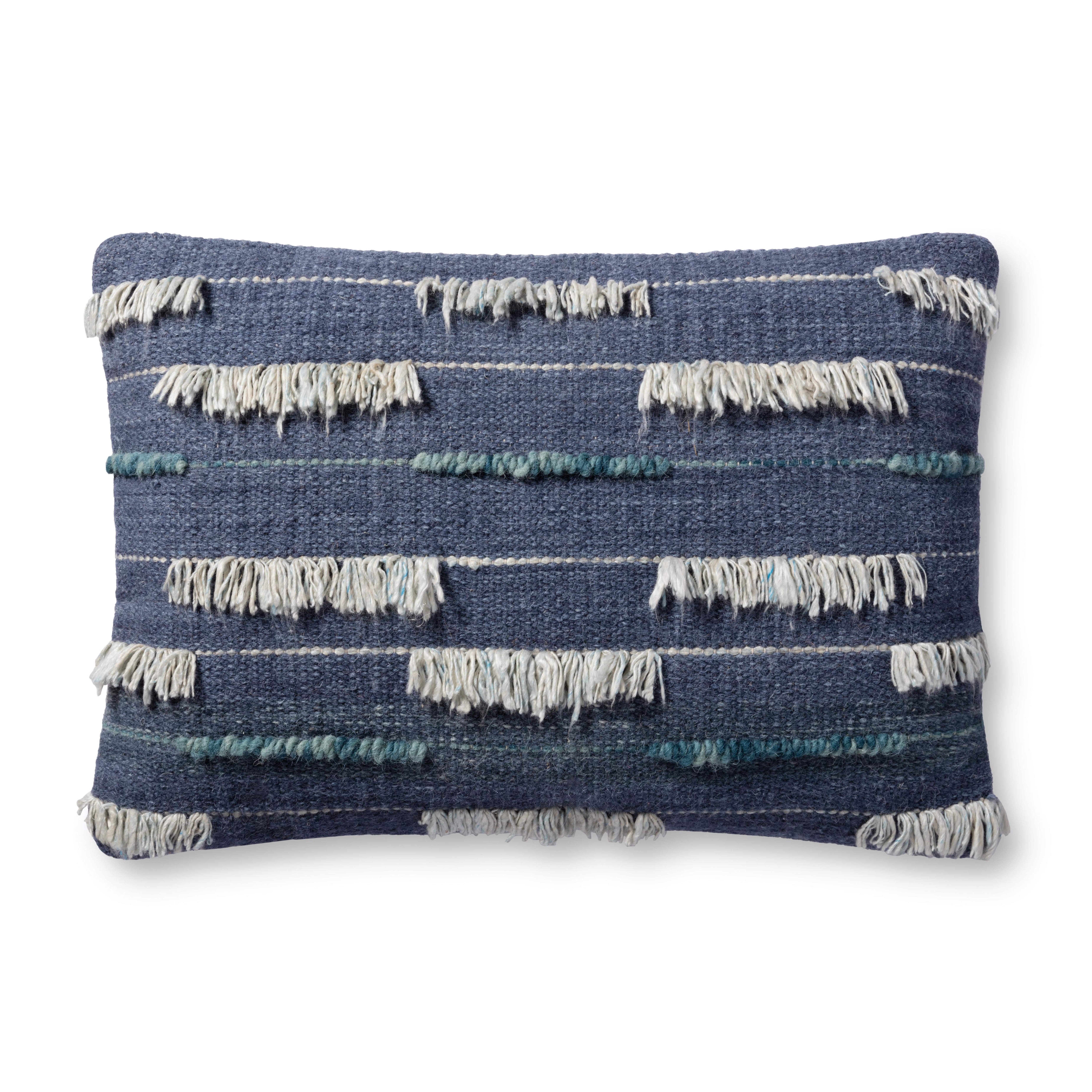 PILLOWS P4136 INDIGO / IVORY 16" x 26" Cover w/Down - ED Ellen DeGeneres Crafted by Loloi Rugs