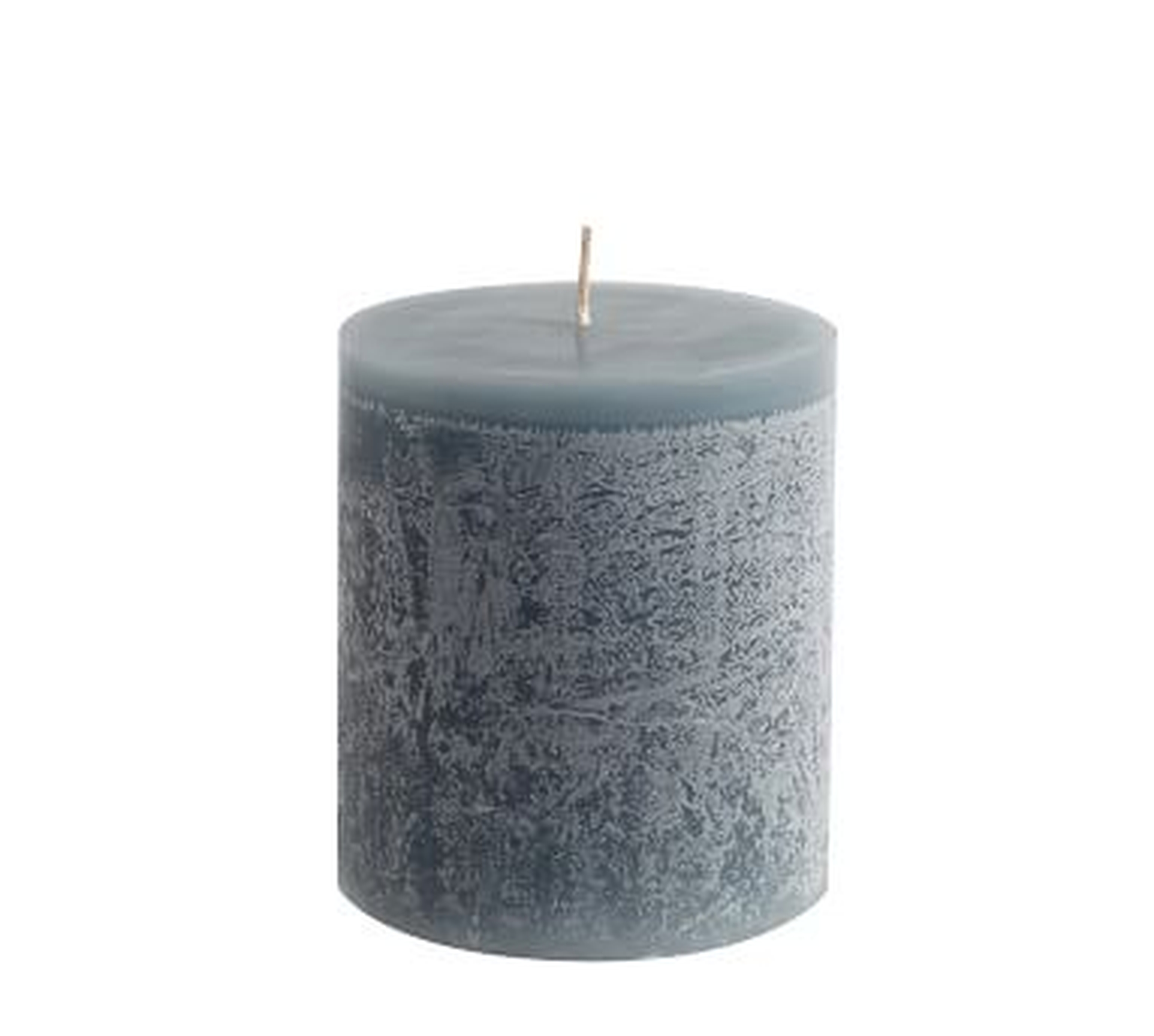 Scented Timber Pillar Candles, Flint Blue, Blackberry Yuzu, 4" x 4.5" - Pottery Barn