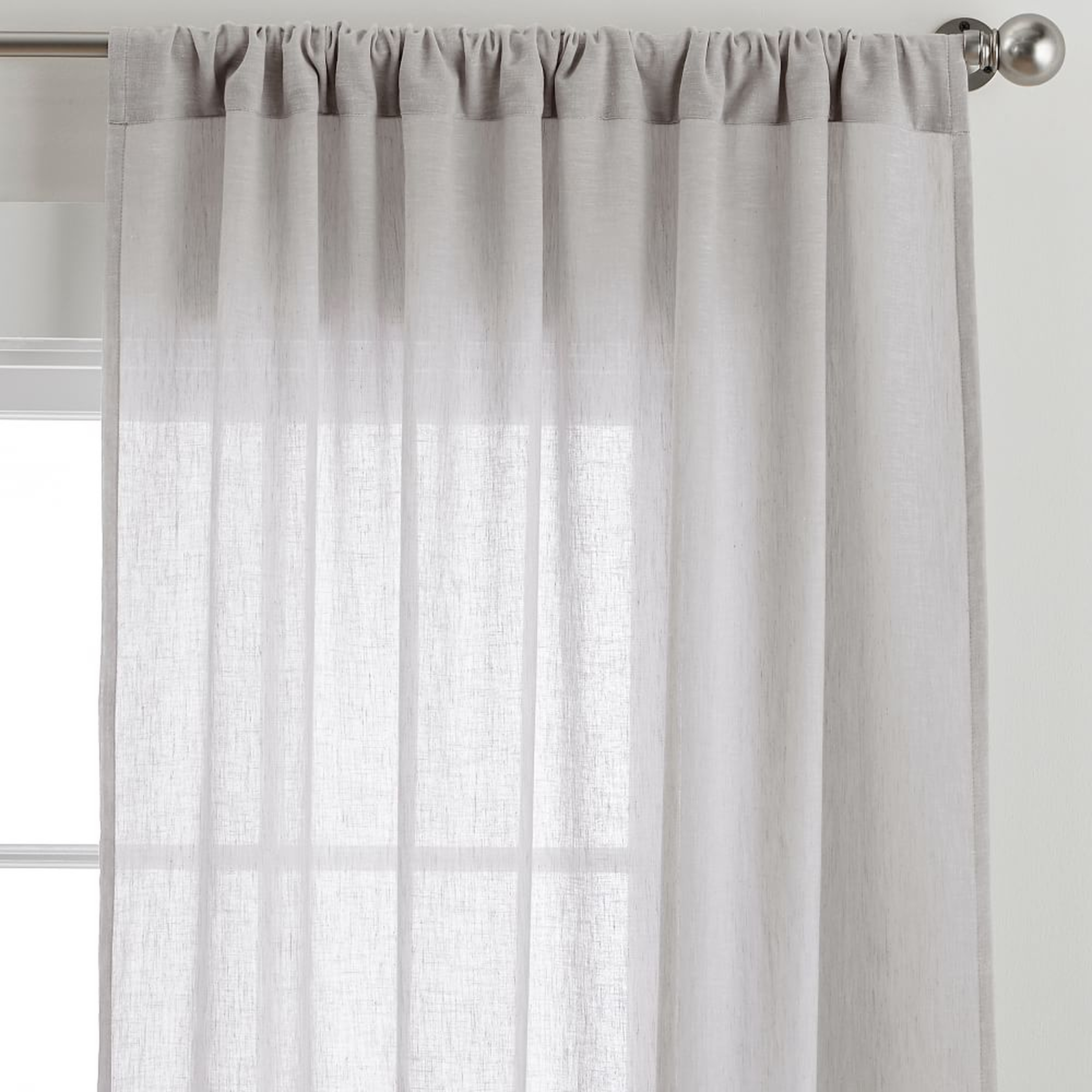 Cotton Linen Sheer Curtain, Grey, 44" x 84" - Pottery Barn Teen