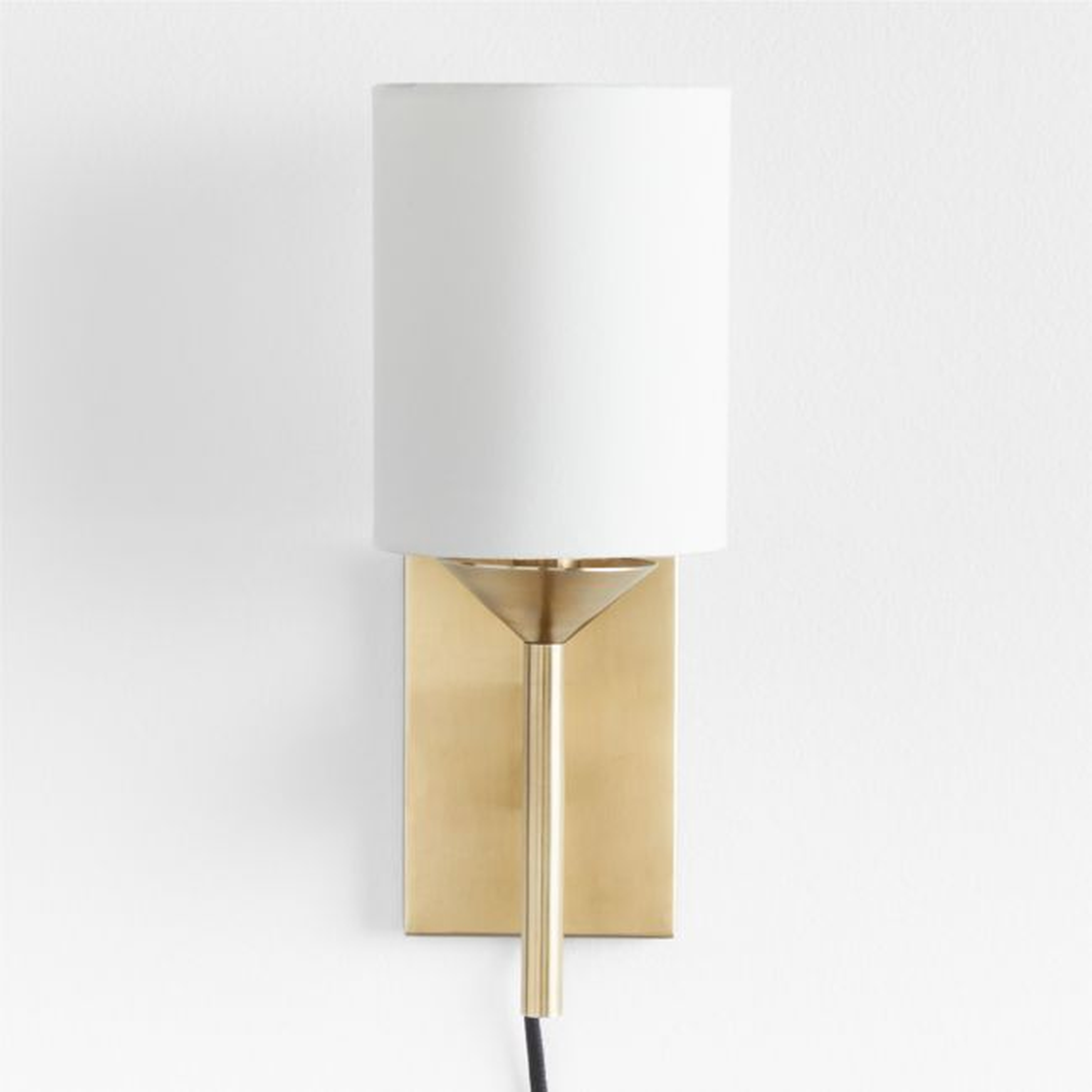 Lyre Burnished Brass Single-Light Torch Plug In Wall Sconce - Crate and Barrel