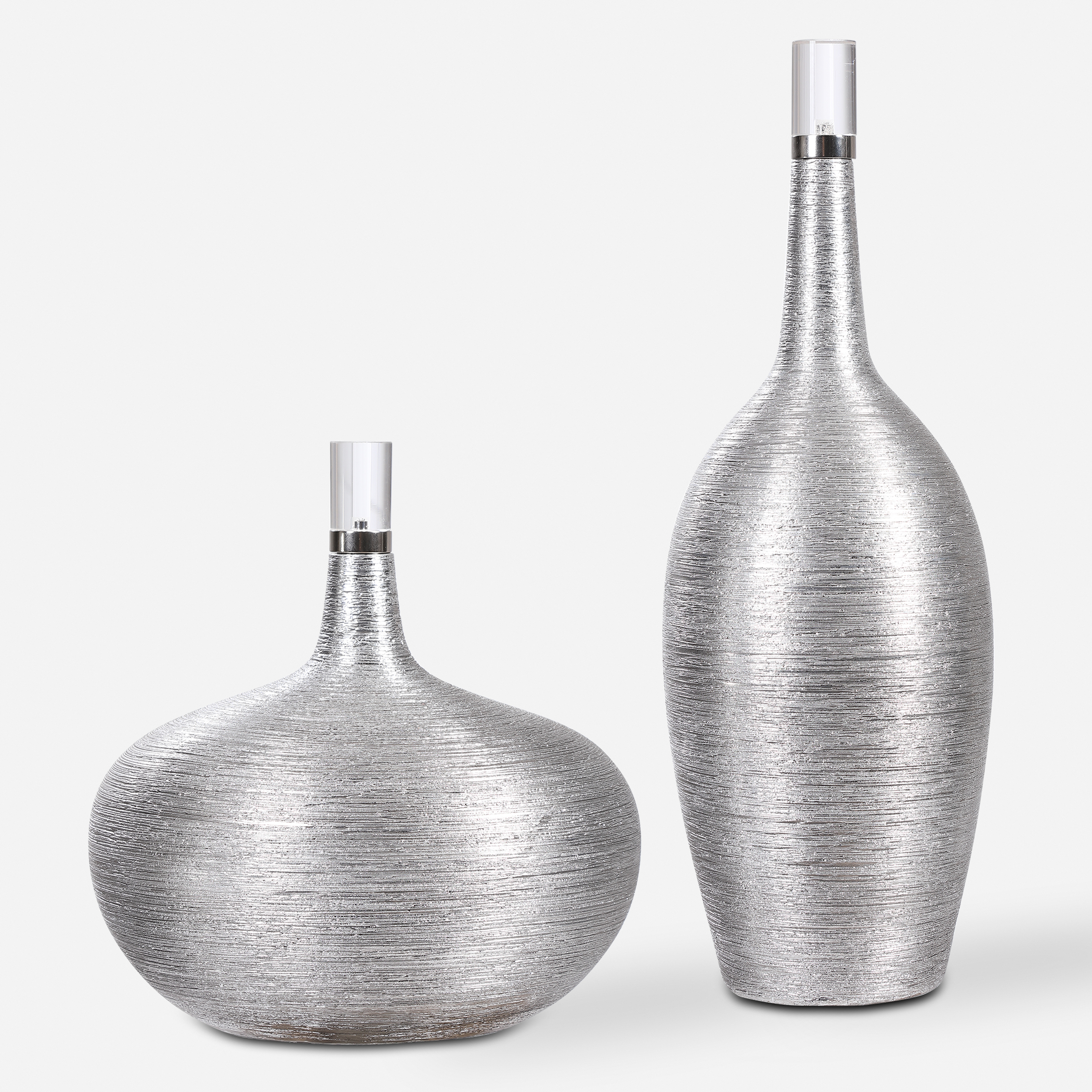 Gatsby Silver Ribbed Bottles, S/2 - Uttermost