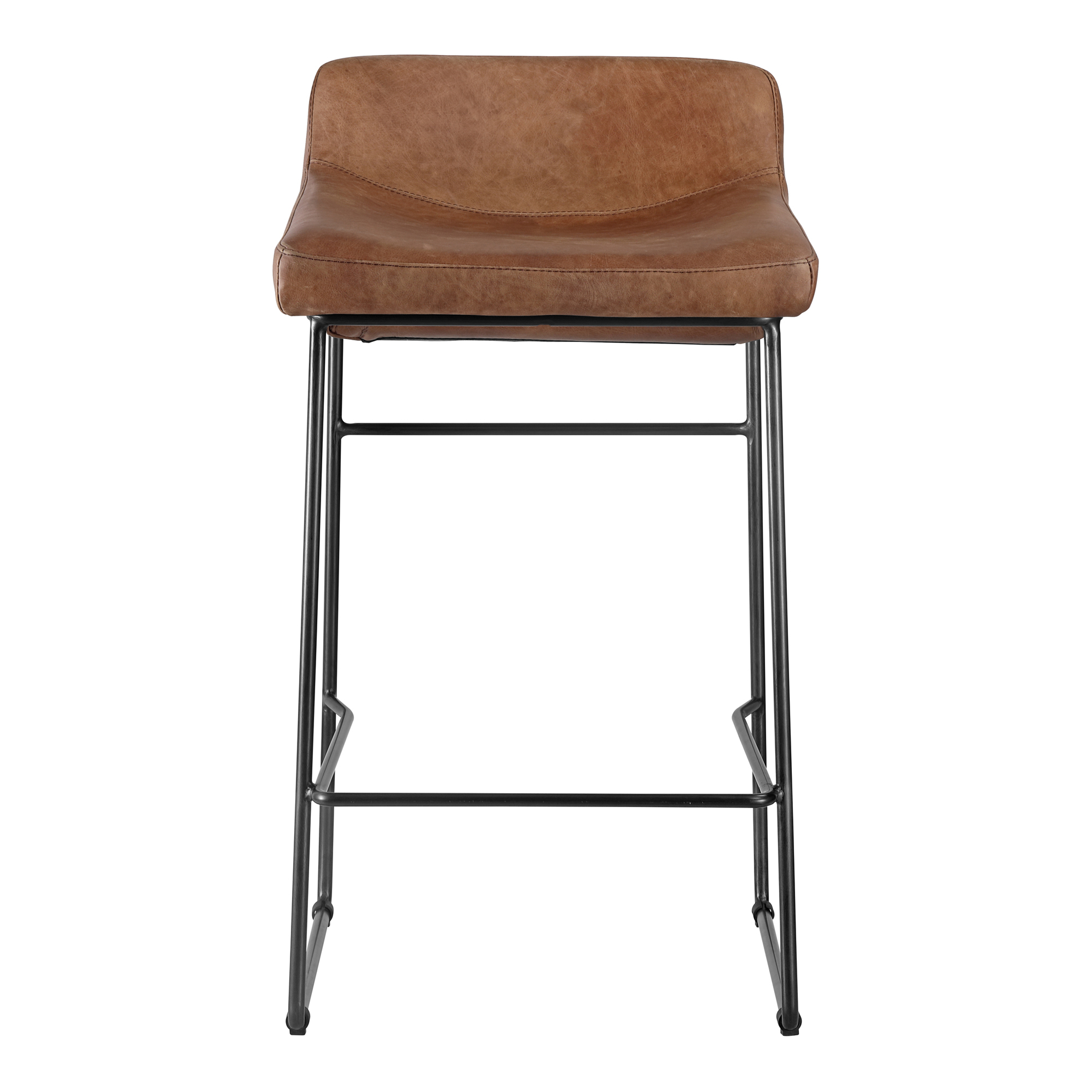 Starlet Counter Stool Open Road Brown Leather - Set Of Two - Moes Home Collection