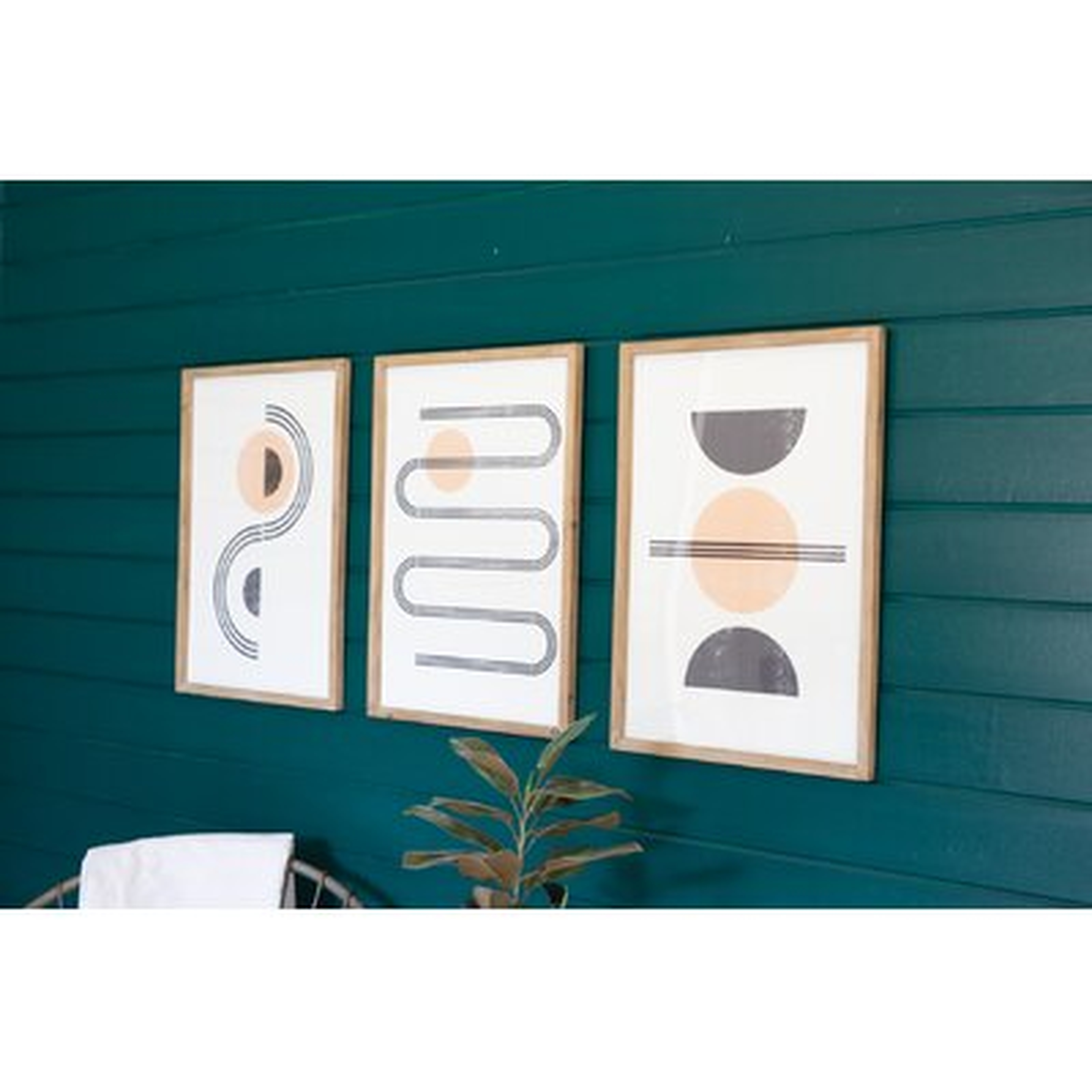 'Abstract Prints Under Glass' - 3 Piece Picture Frame Print Set on Canvas - Wayfair