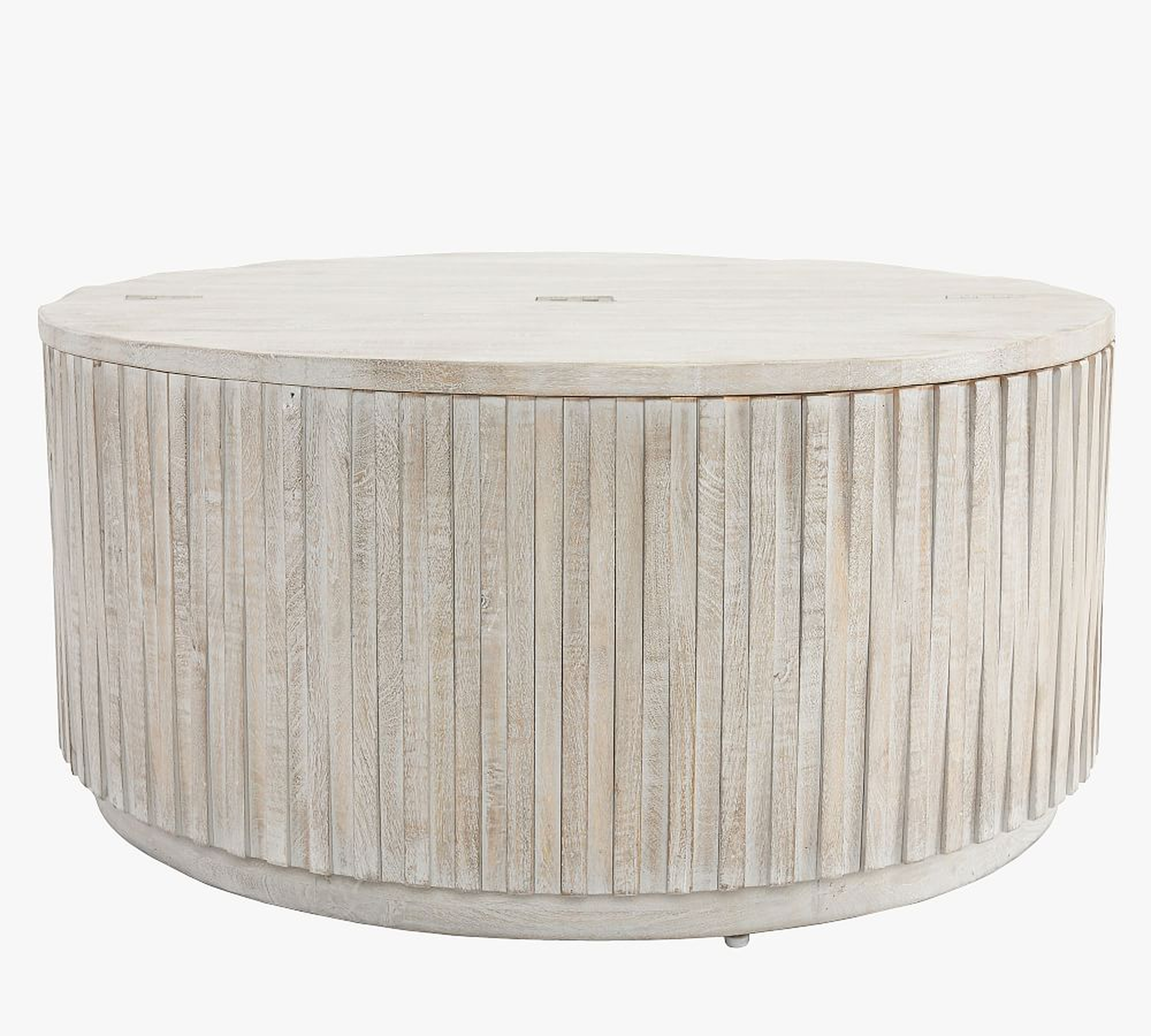 Coloma 40" Round Storage Coffee Table, Light Gray - Pottery Barn