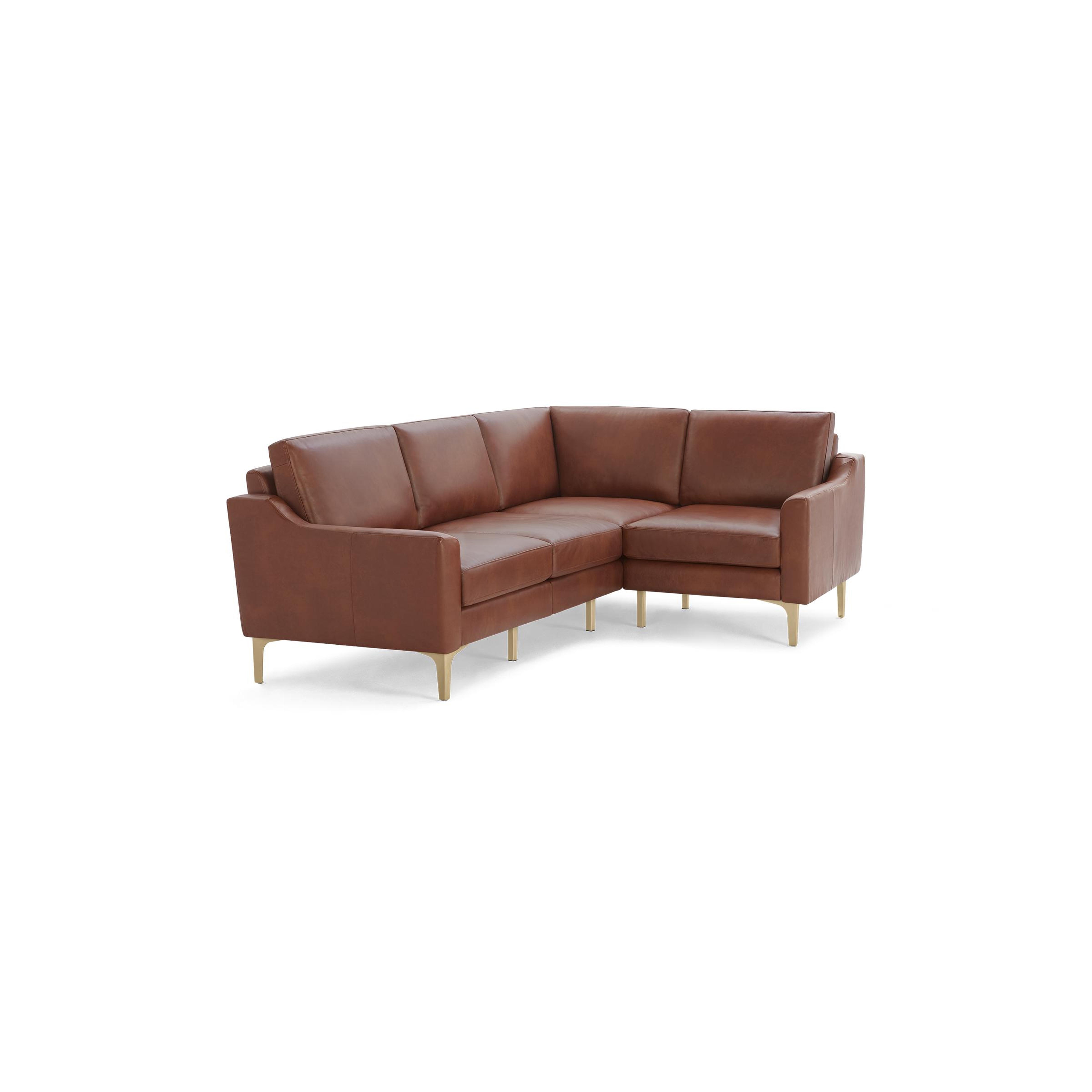 Nomad Leather 4-Seat Corner Sectional in Chestnut - Burrow